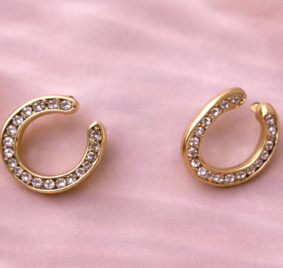 Gold Crystal Hoop Earrings | Minimalist Pavé Huggie Hoops | Elegant