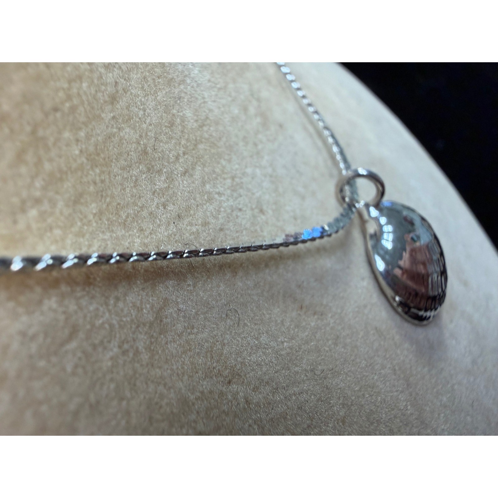 Silver Tone Seashell Pendant Necklace 18 Inch Chain Coastal Beach Jewelry