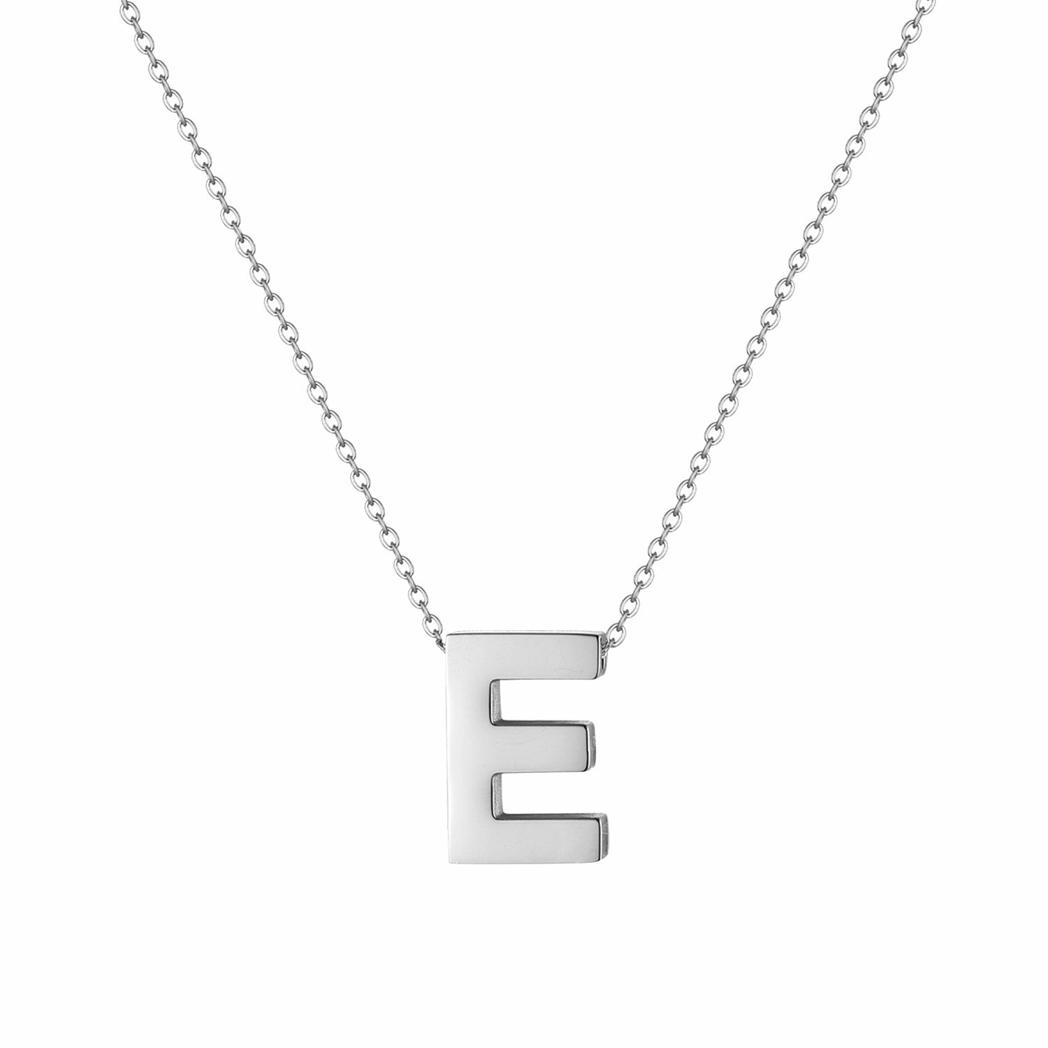 Women’s A-Z Alphabet Initial Necklace Polished Silver Tone Letter Pendant Gift