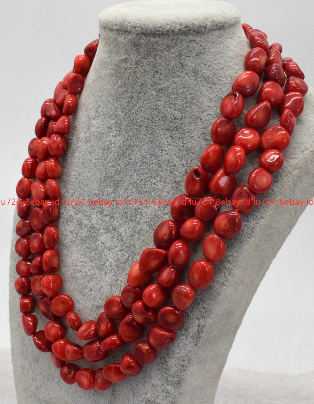 Genuine 8x10mm Natural Irregular South Sea Red Coral Beads Necklace 18-100″