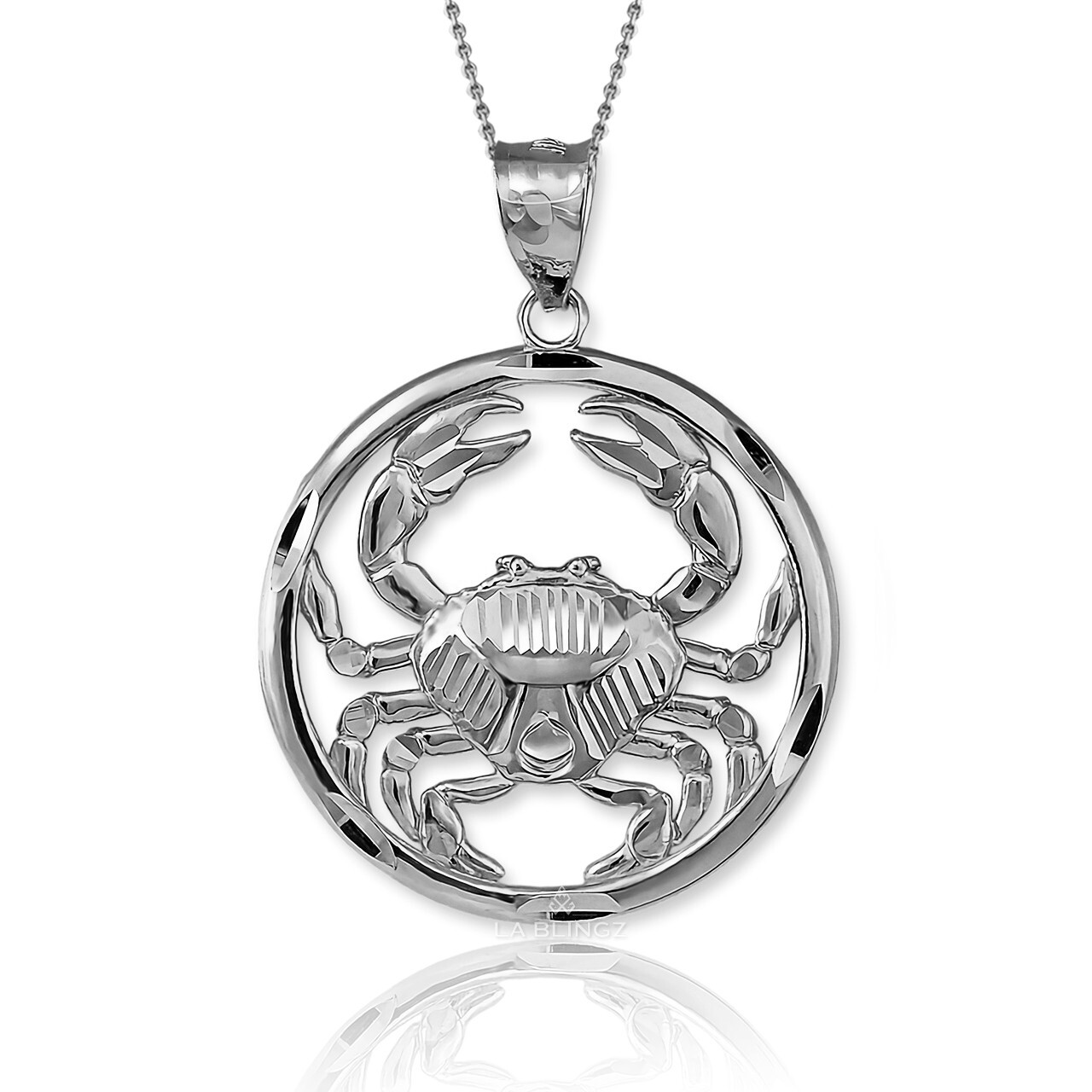 Sterling Silver Zodiac Round DC Pendant Necklace | 12 Horoscope Signs Available