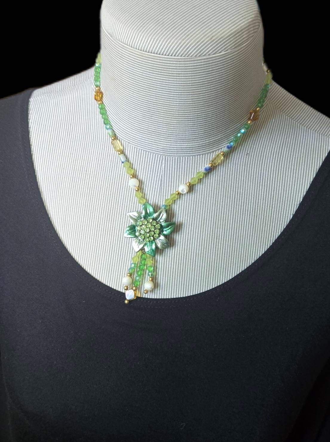 Handmade Beaded Pendant Necklaces Boho Floral Artisan Jewelry Set Gift 6 pc