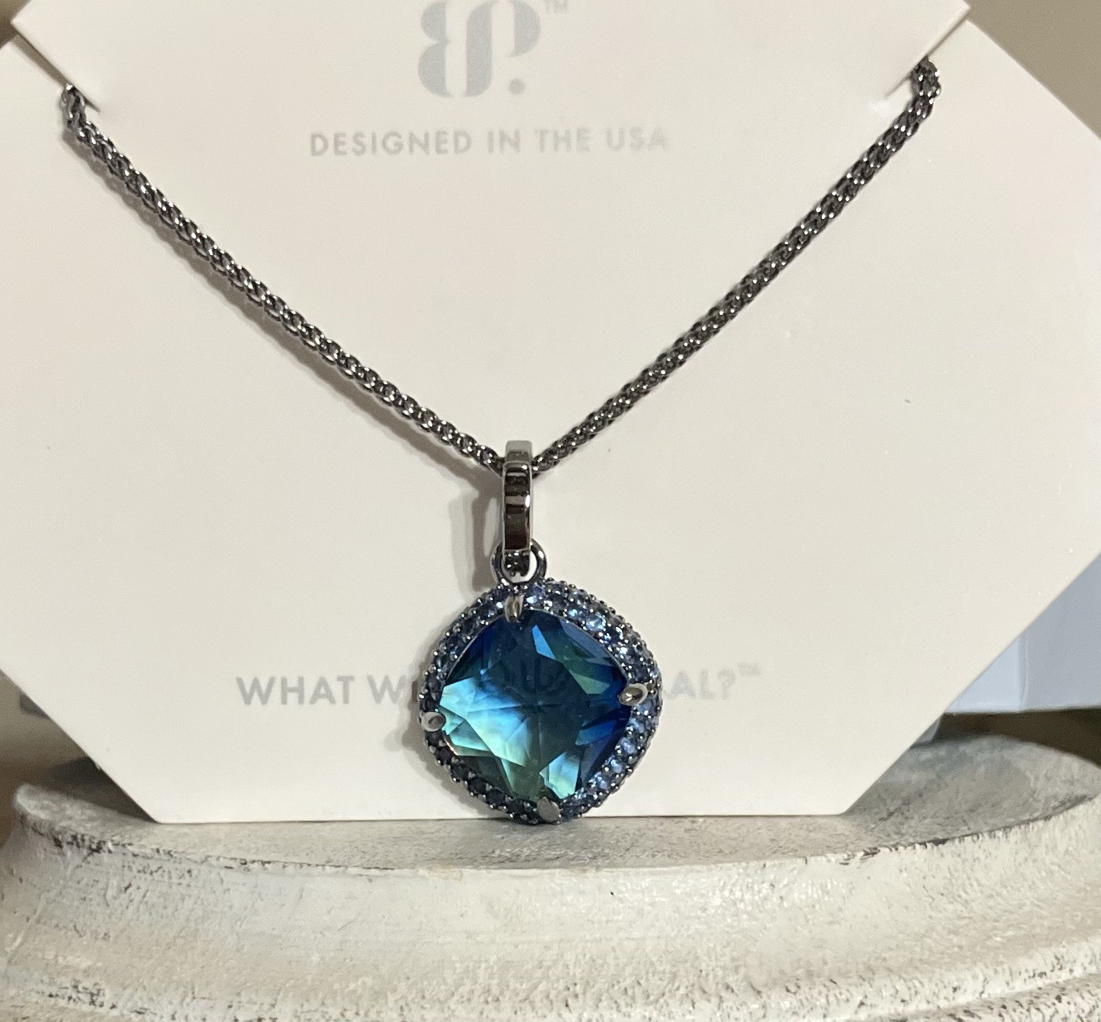 Bomb Party “The Bonjour” Azure Blue Bi Color Tourmaline OG Necklace Hema NK42333