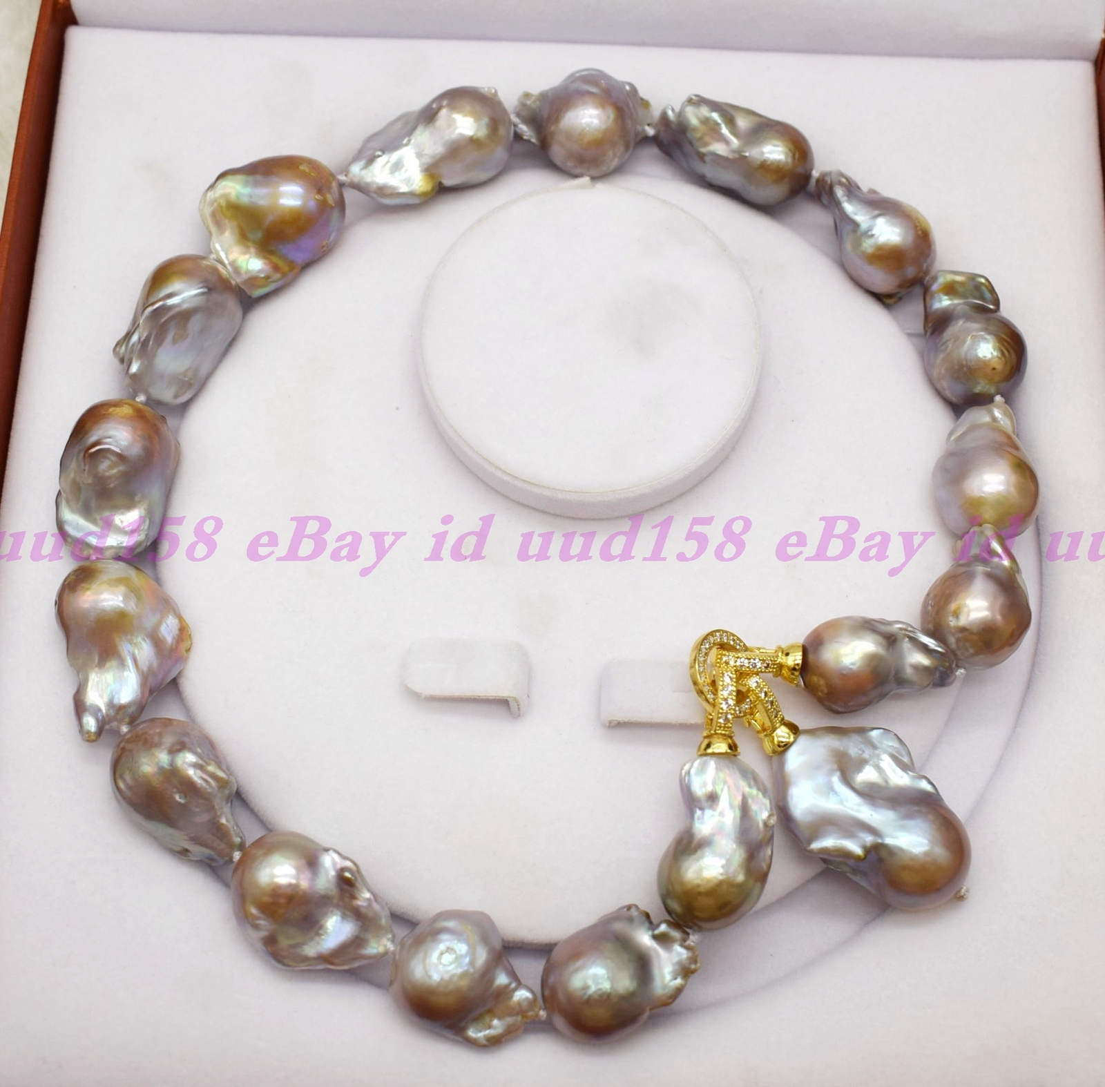 NEW HUGE NATURAL AAA++ SOUTH SEA PURPLE BAROQUE PEARL NECKLACE 18″