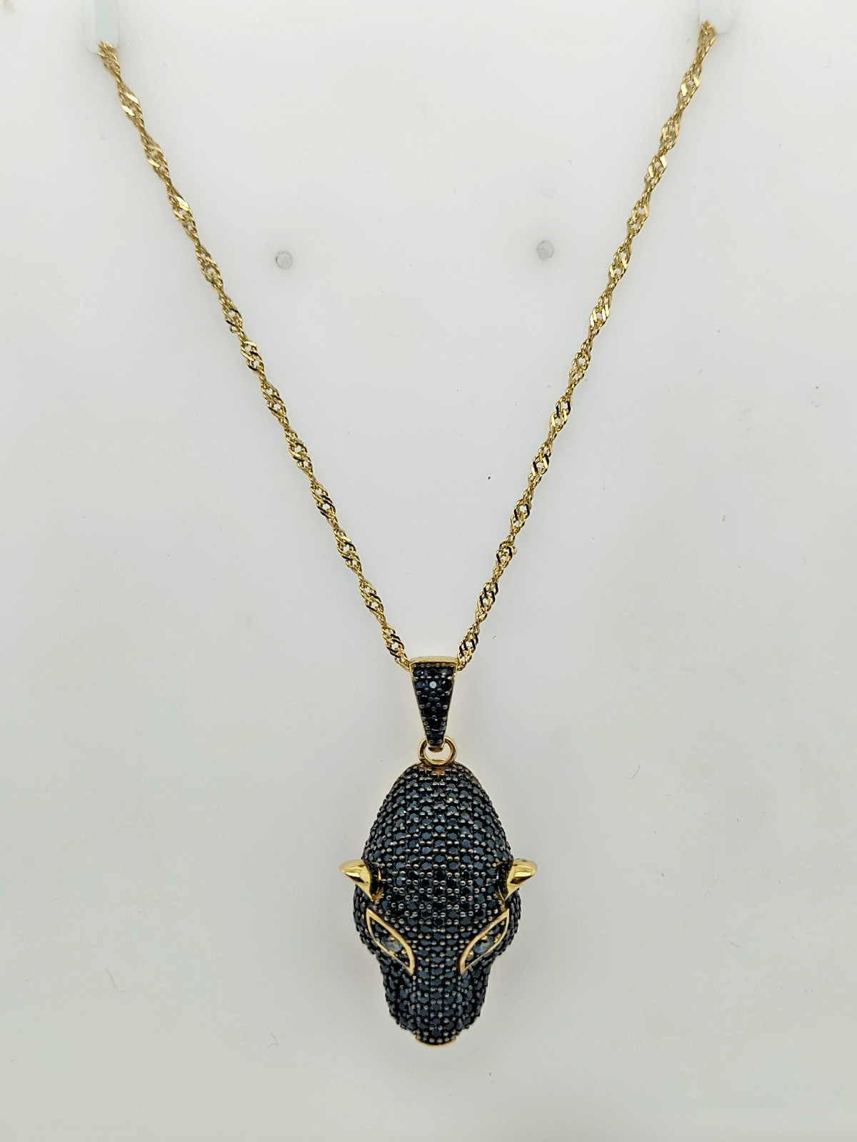 Sterling Silver Black Spinel Panther Necklace for Women
