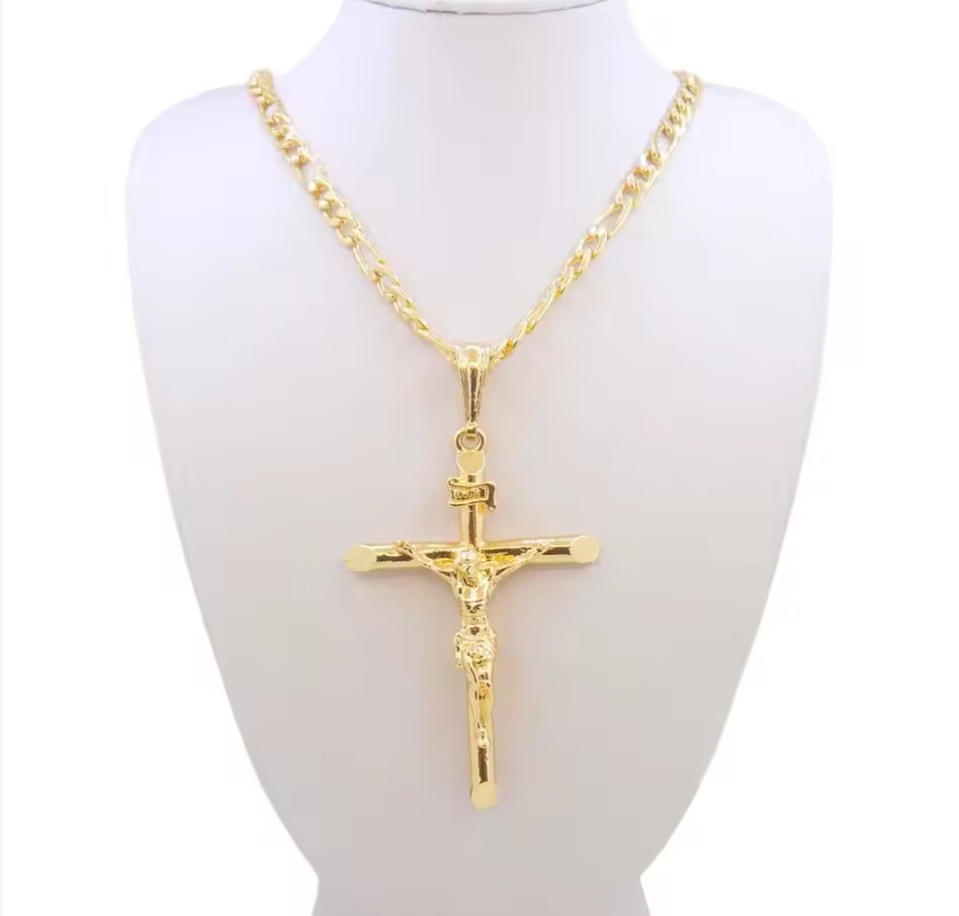 Gold-plated chain Jesús Pendant Cross necklace
