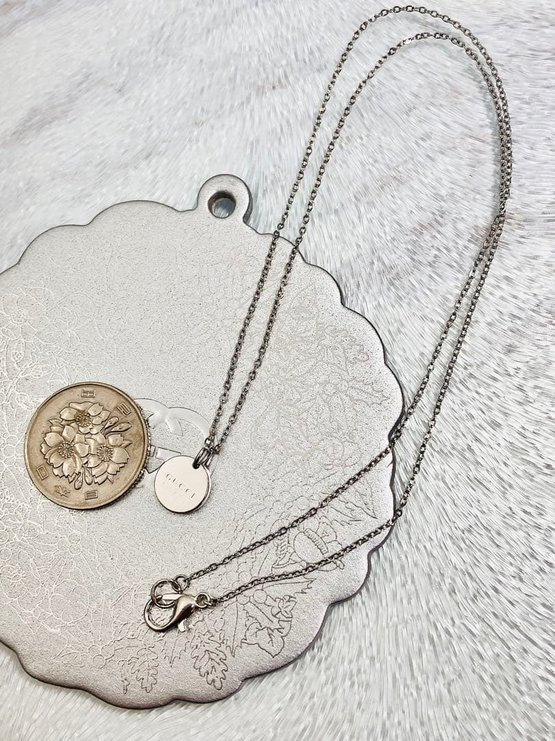 Excellent GUCCI Pendant Top, 925 Sterling Silver + Aftermarket Thin Chain,