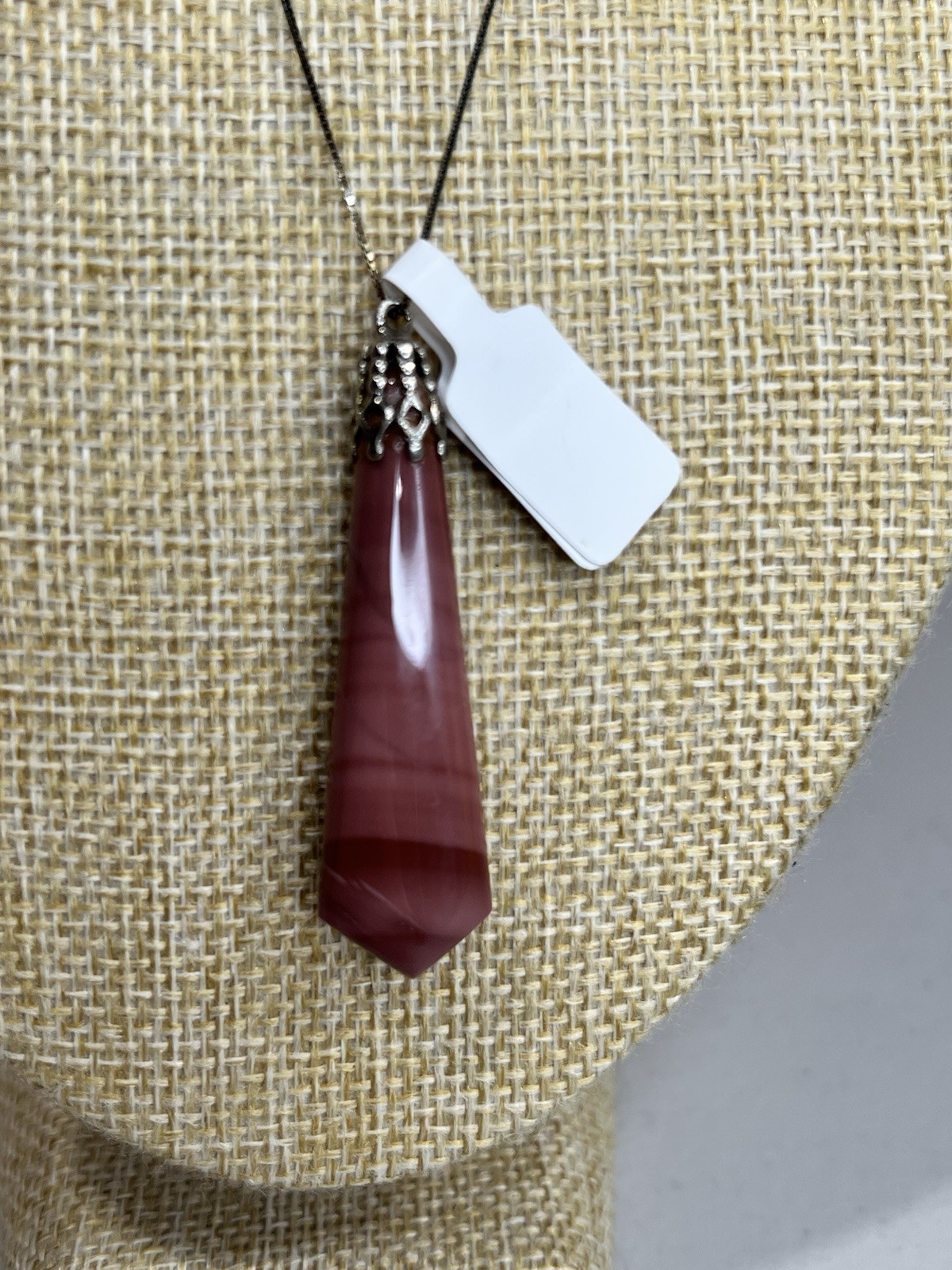 Cherry Quartz Pendant Necklace Metal Chain Jewelry Single Gemstone Undated