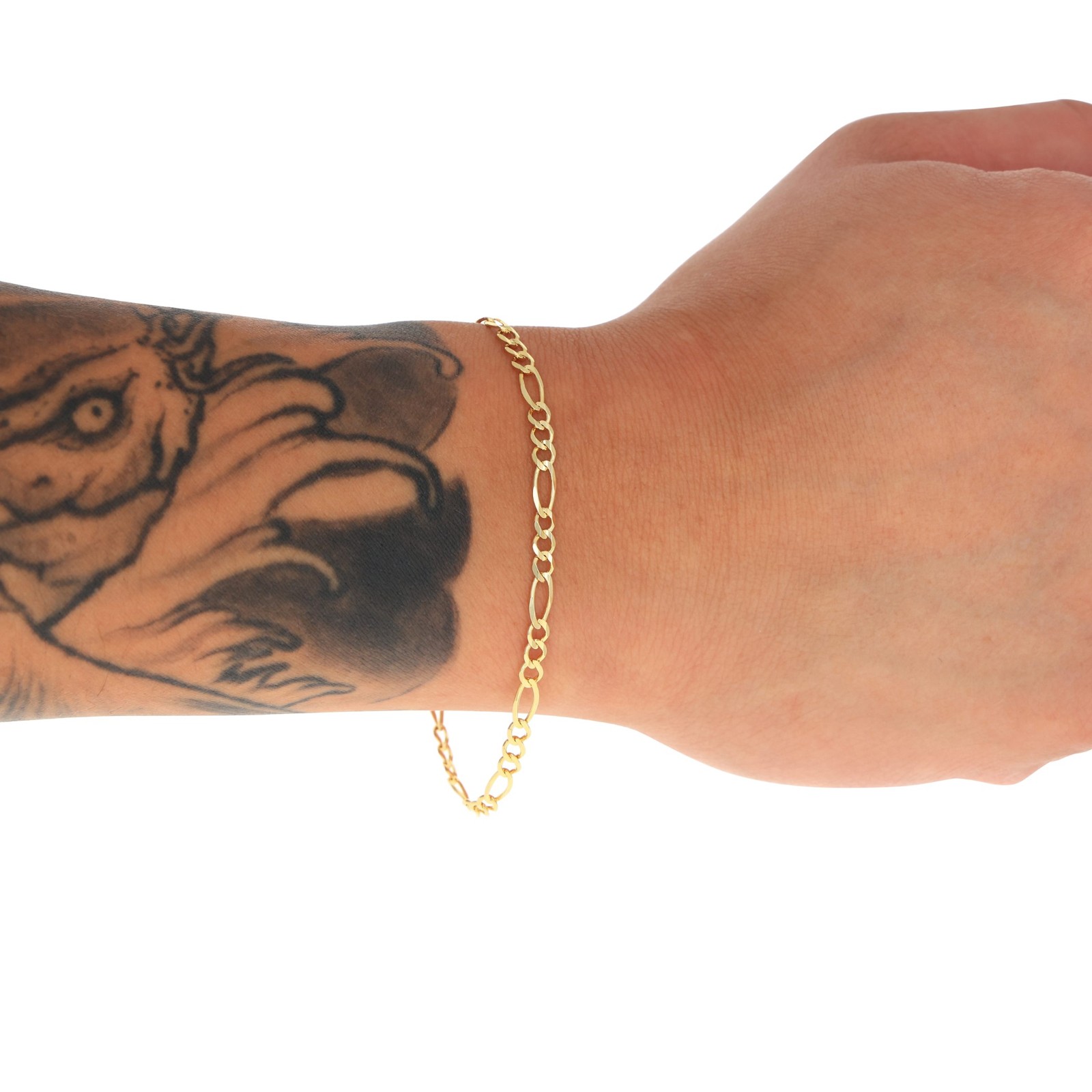 10K Yellow Gold Solid 2.75mm- 9.5mm Figaro Link Chain Bracelet Mens Womens 7″-9″