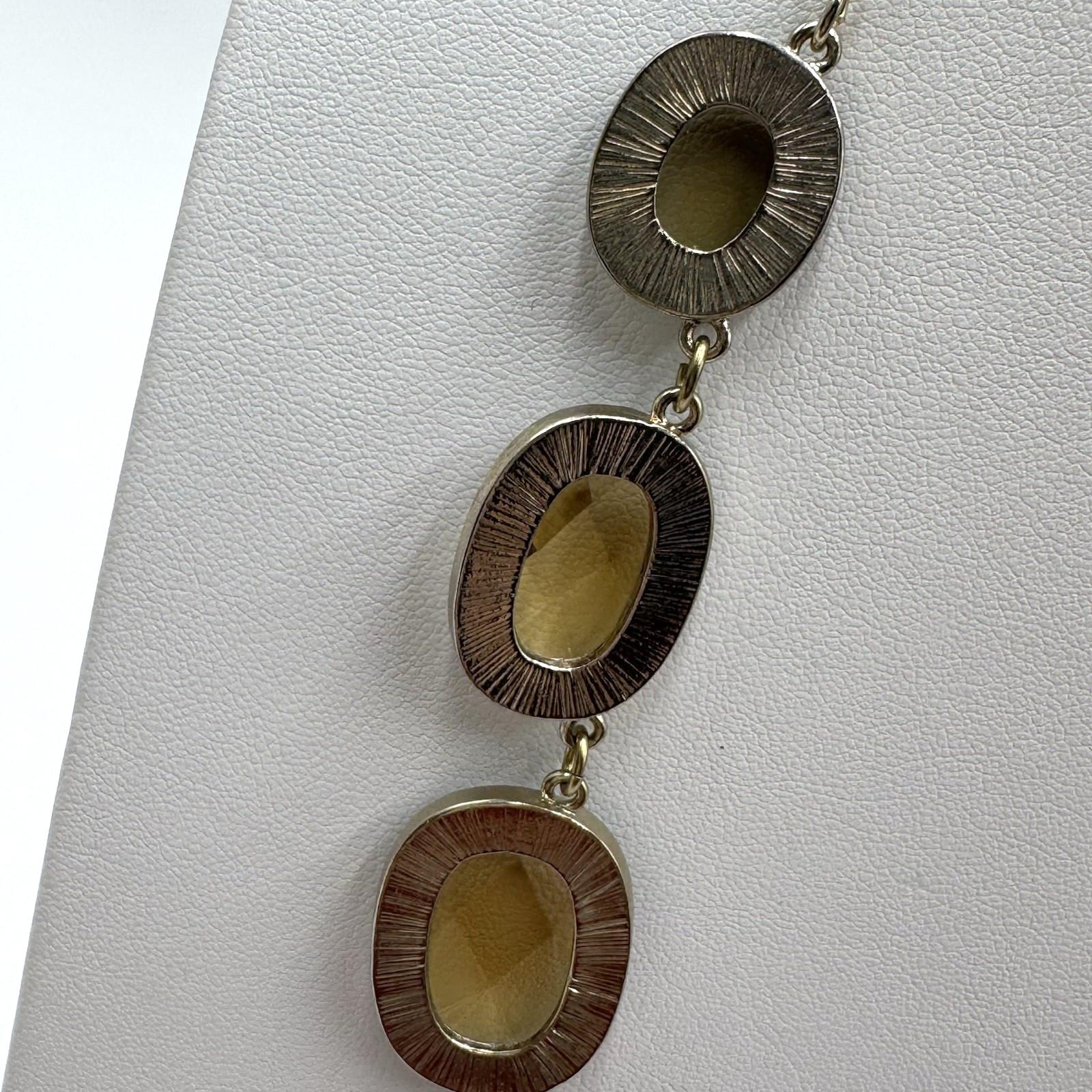 Banana Republic Statement Necklace Large Acrylic Faceted Amber Color Beads 23.5″