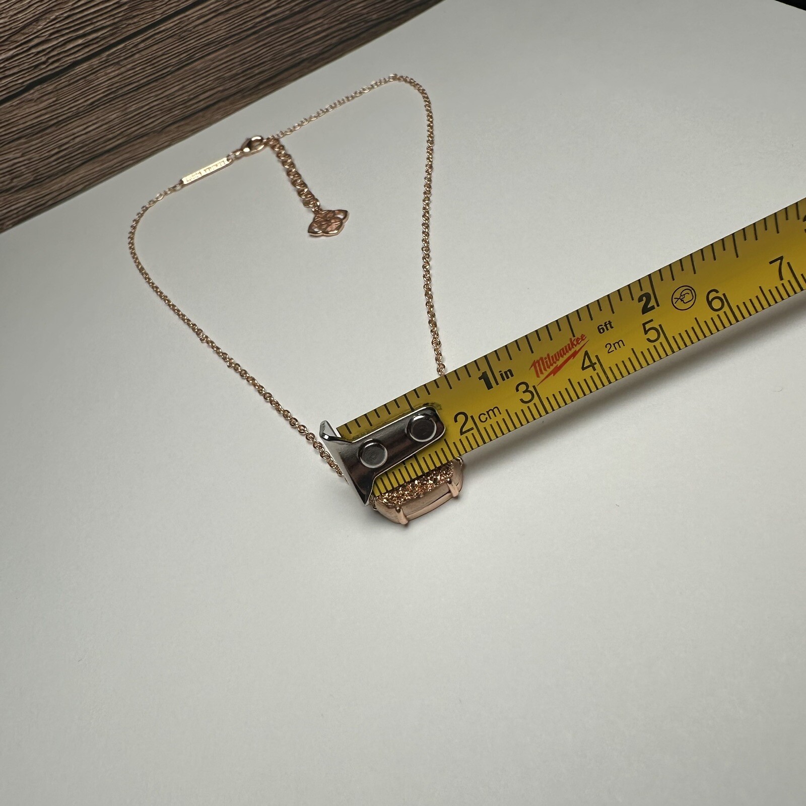 Kendra Scott Mabel Rose Gold Tone & Druzy Necklace Adjustable Length 15 – 17 In