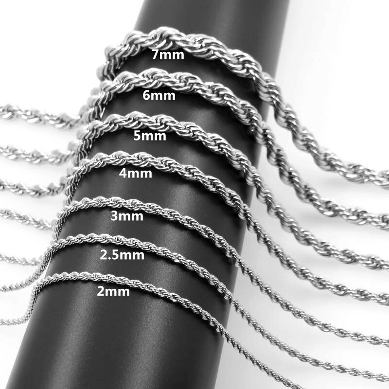 0Stainless Steel 16 Inch 2.2 mm Rope Necklace