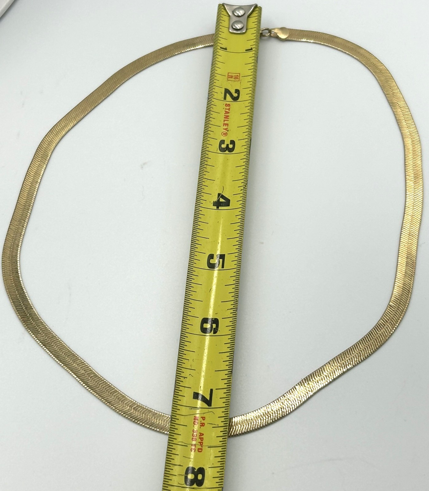 Herringbone Omega Flat Chain Necklace Sleek Lobster Claw Clasp Jewelry Gold Tone
