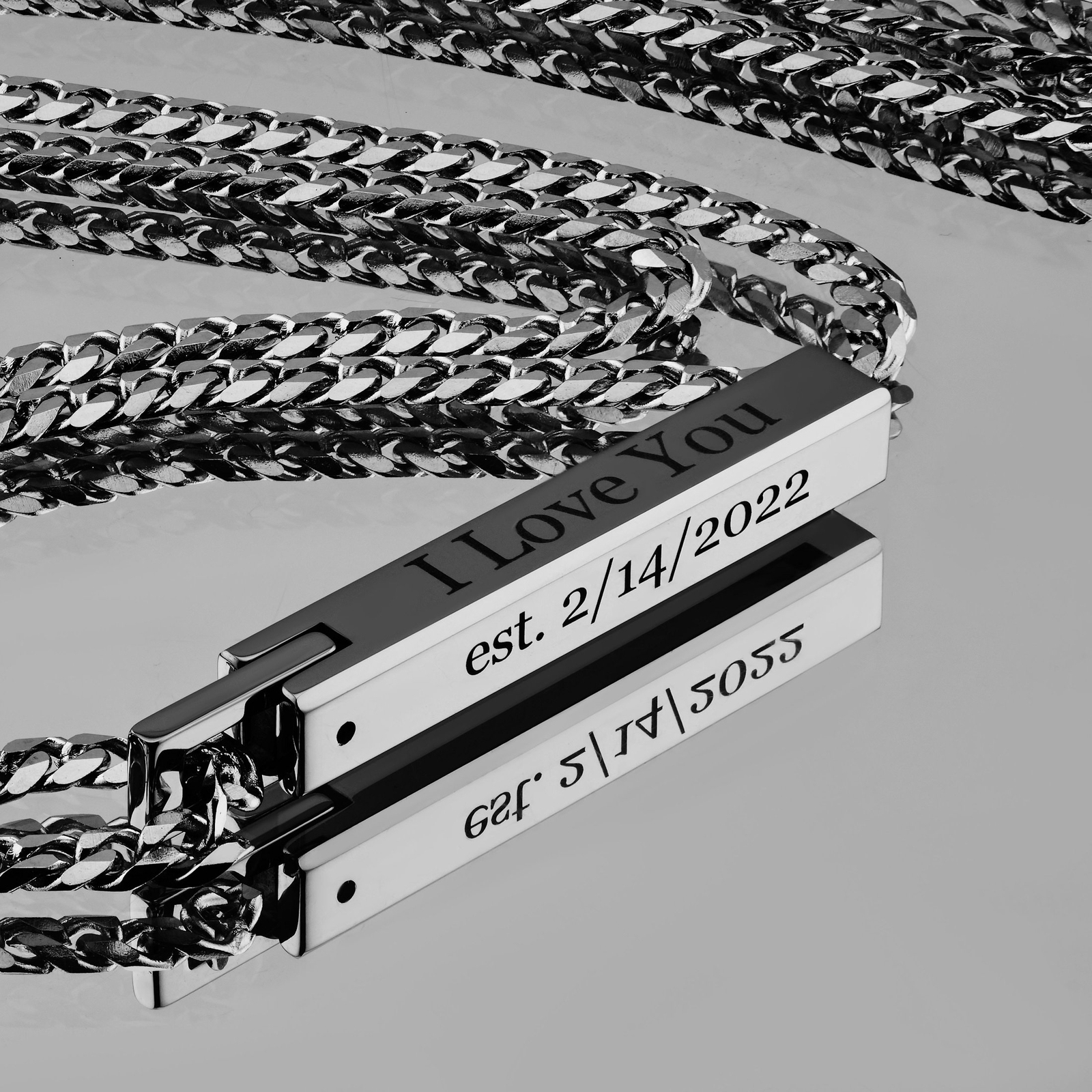 Tungsten Carbide Bar Pendant Stainless Steel Cuban Chain 16″ to 26″ Length