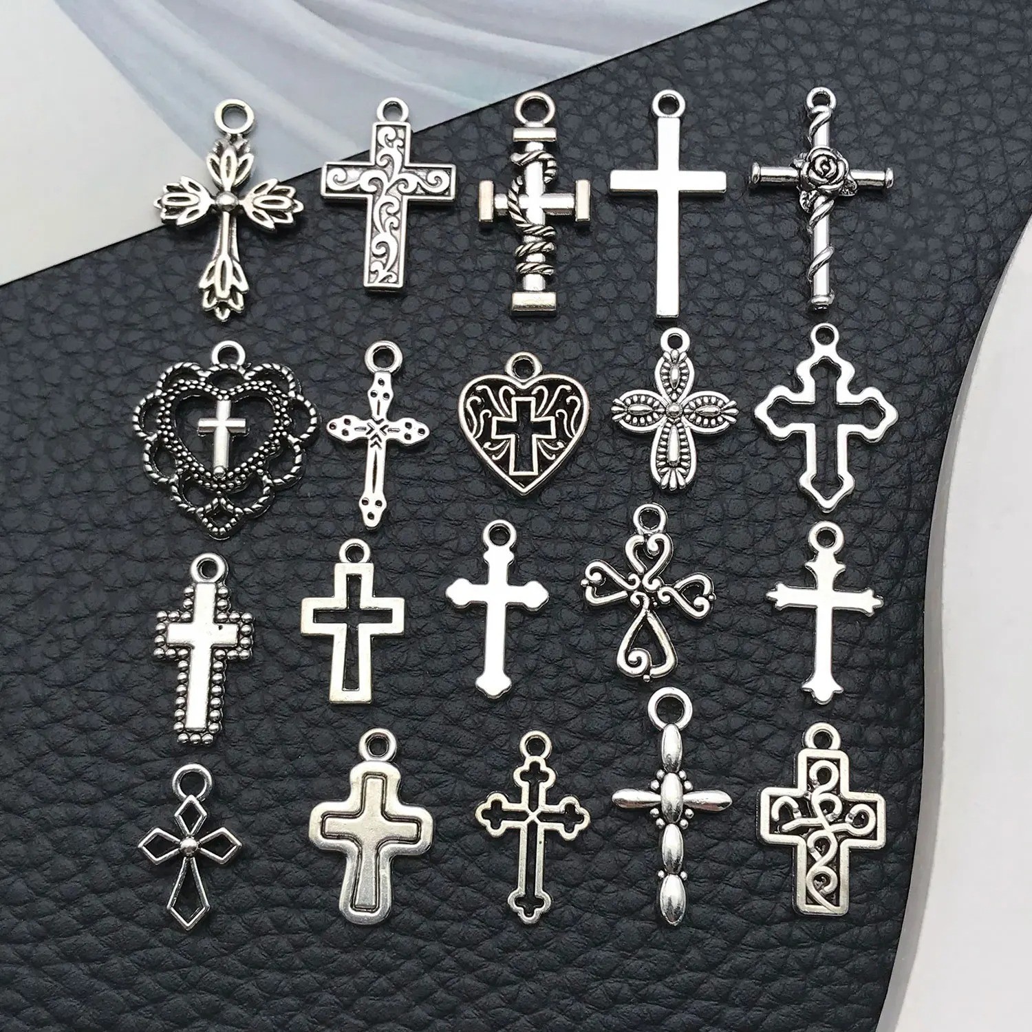 20/100 Styles Antique Silver Crosses Perfect for Handmade Jewelry like Necklace