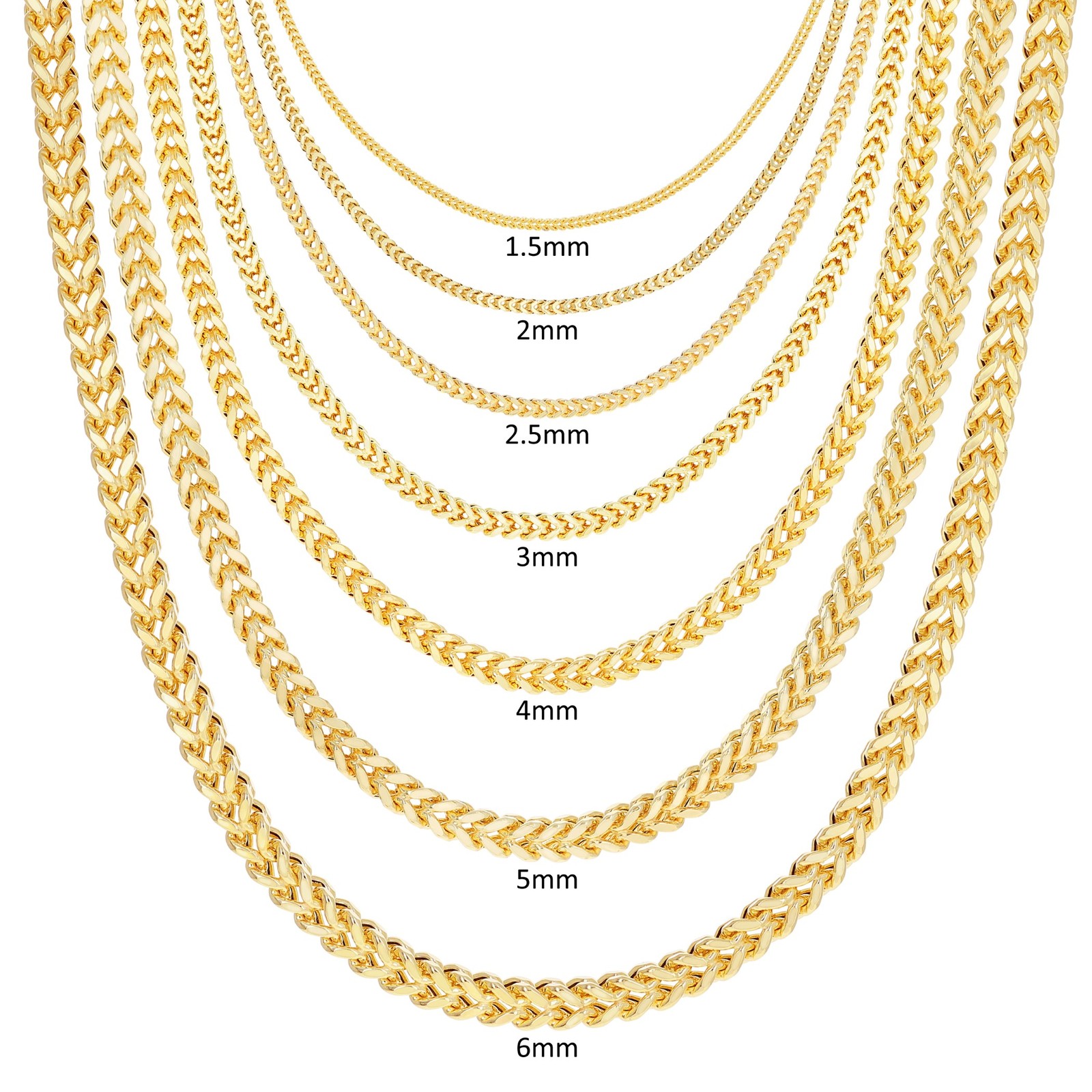 10k Yellow Gold 1.5mm-6mm Franco Box Necklace Bracelet Chain Mens Womens 7″- 30″
