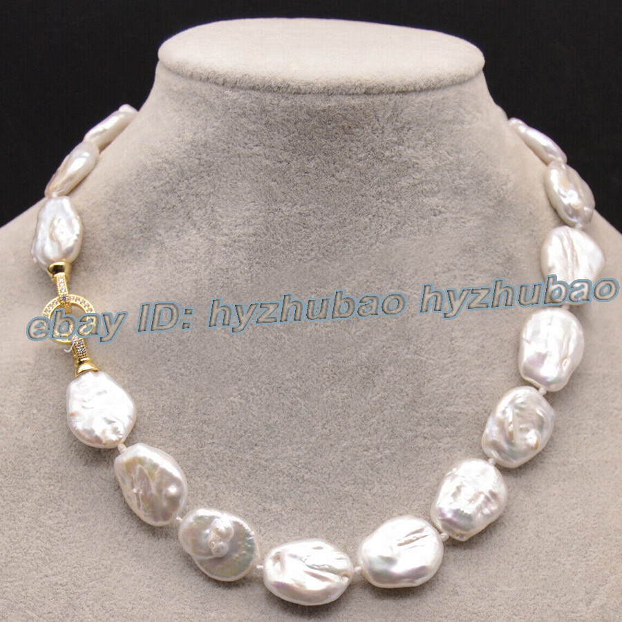 Huge 18-22mm South Sea White Flat Baroque Keshi Pearl Necklace Bracelet Earrings