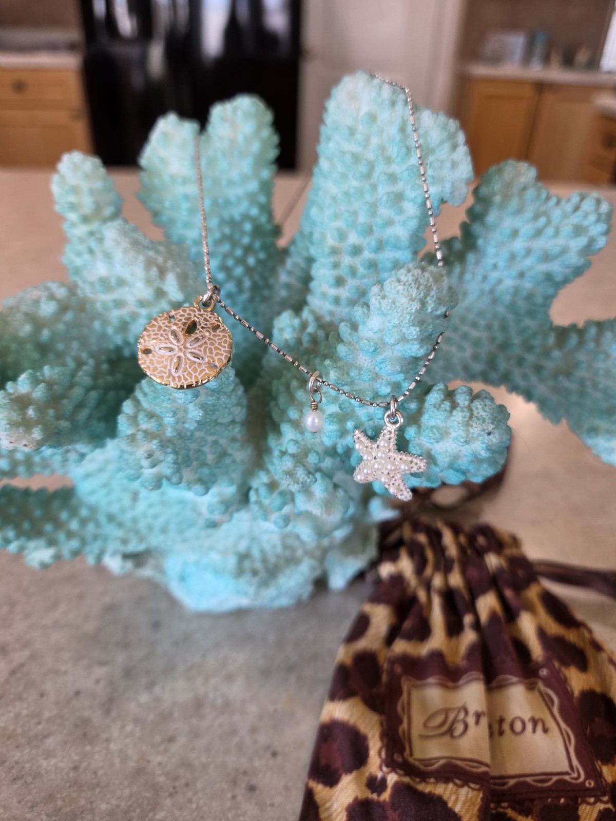 Brighton Necklace Cape Cod Starfish & Sand Dollar Retired Item 16″ Chain Coastal