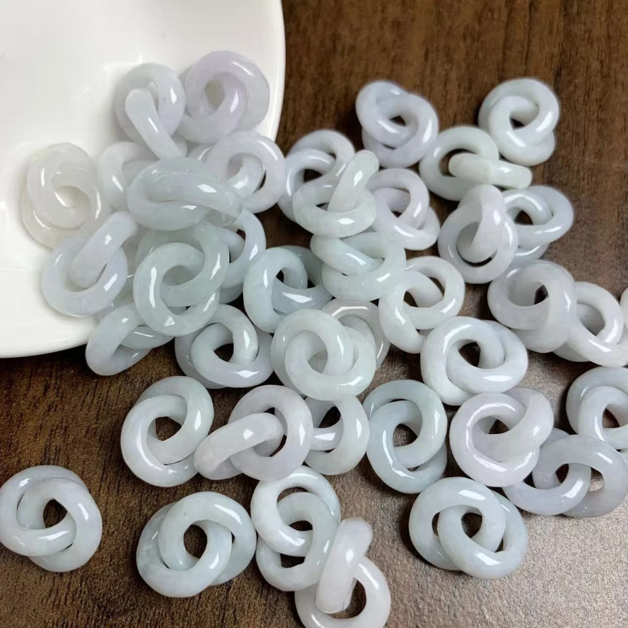 2pcs Real Grade A Natural Jade Jadeite Women Men Circle Beads Diy Pendant