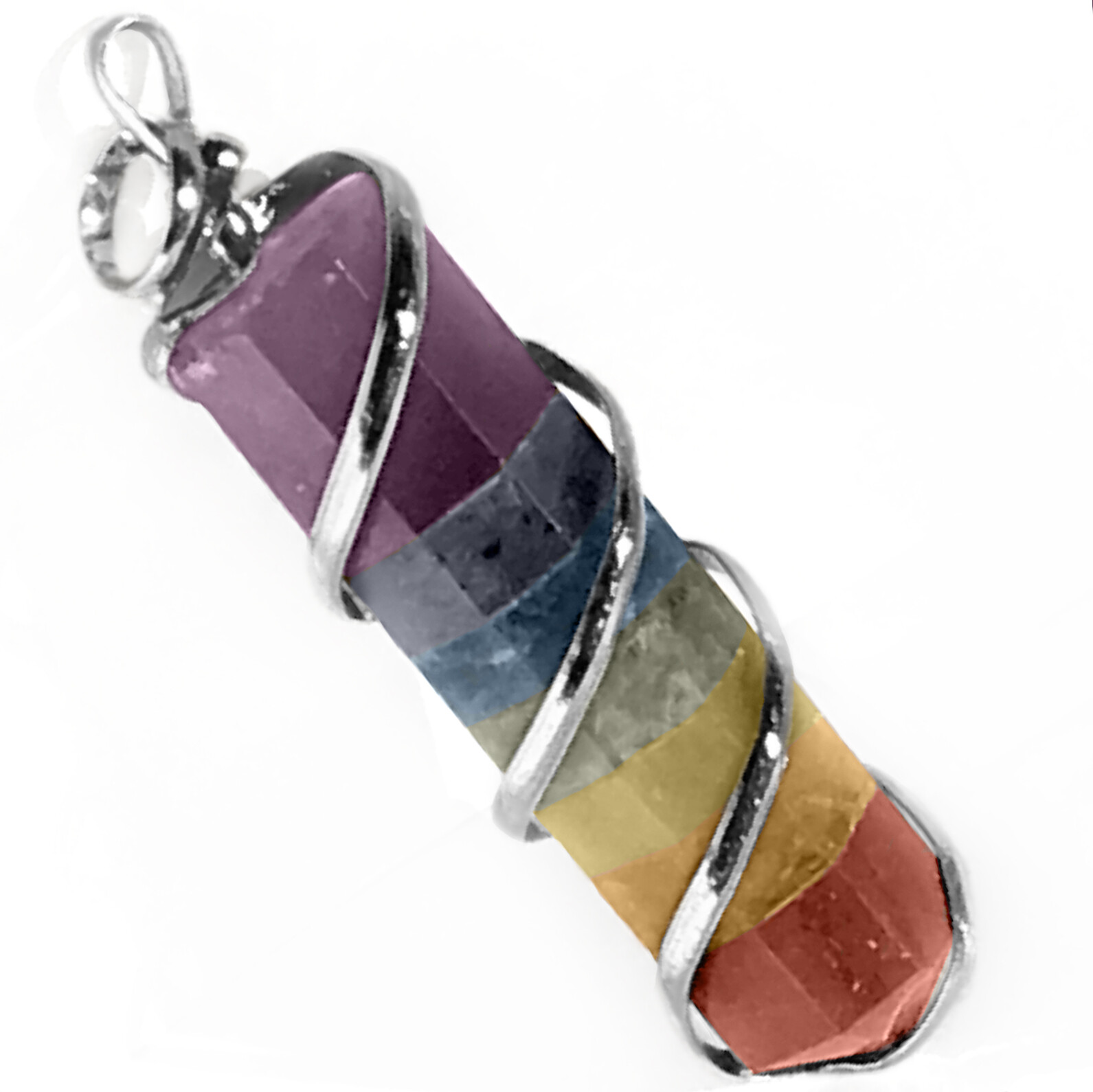Wire Wrap Rainbow Crystal Pendant Spiral 7 Chakra Necklace Reiki Healing CHARGED