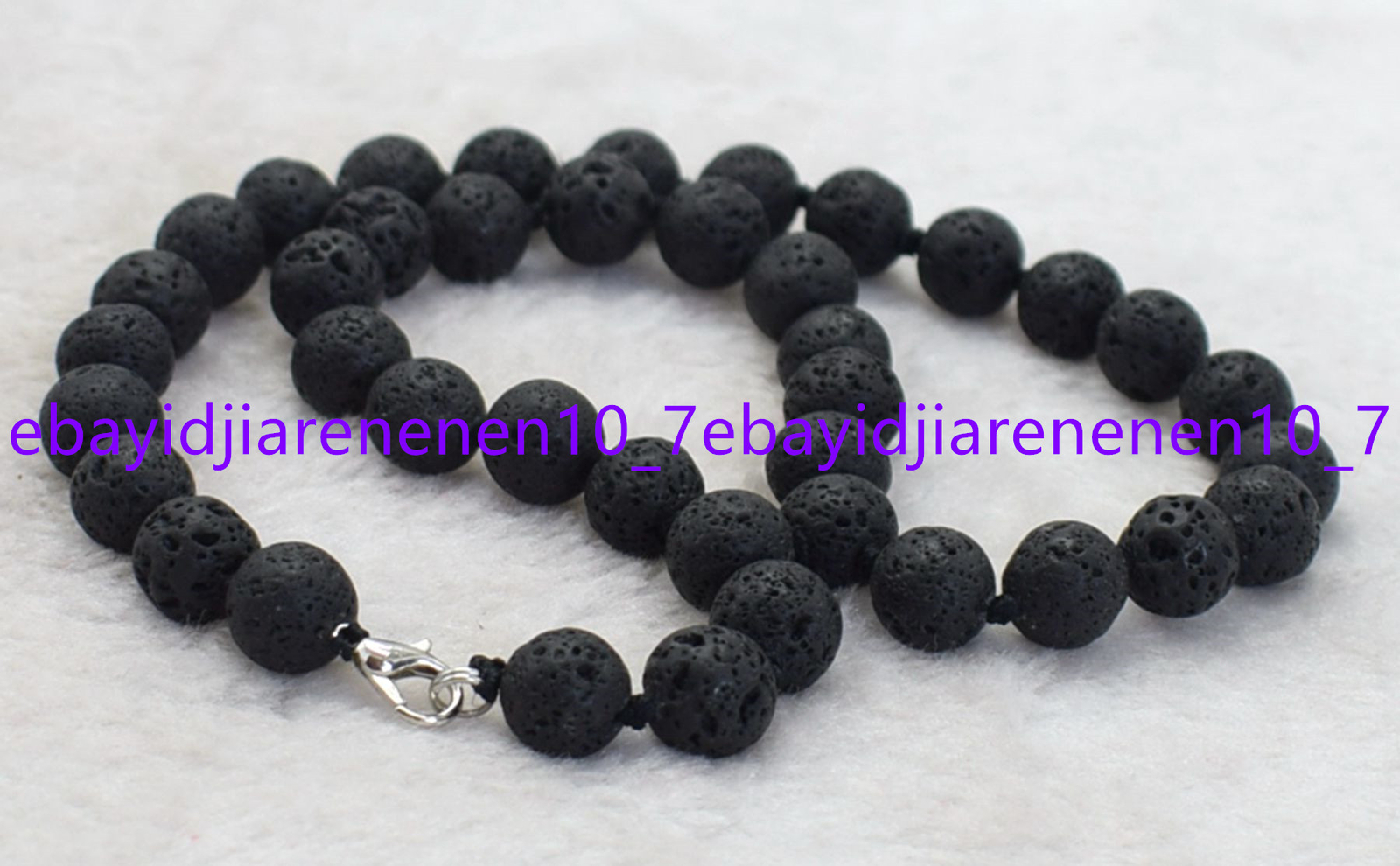 Natural 8/10/12mm Black Lava Beads Round Volcanic Rock Gemstone Necklace 18 in