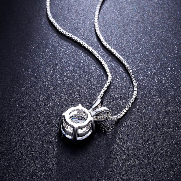 Lab Created AAA CZ Necklace 2 Carat Brilliant Cut Solitaire pendant Round Single