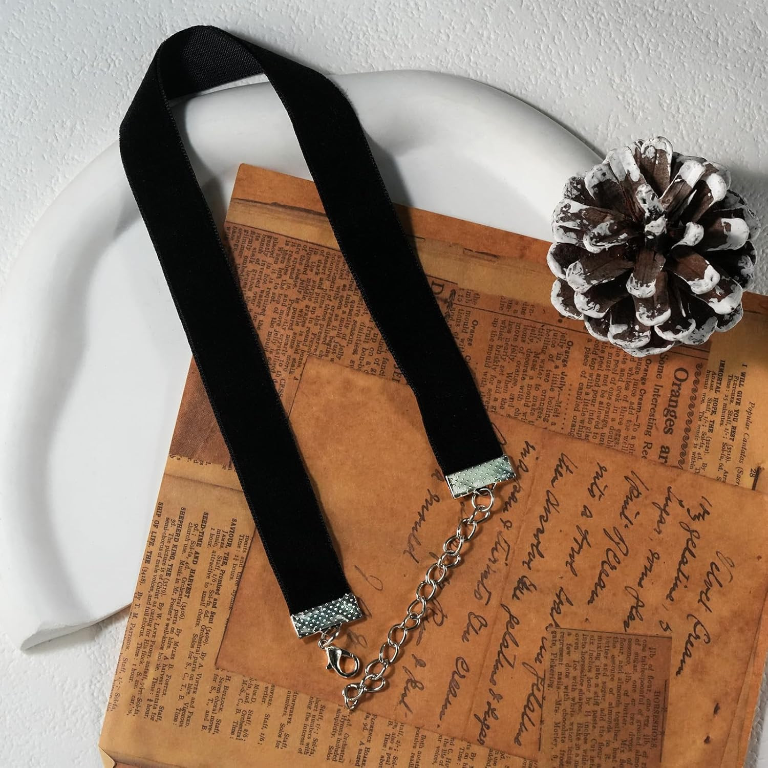Collar Choker Negro Terciopelo Encaje Margarita Gótico Punk Clasico Mujer Moda