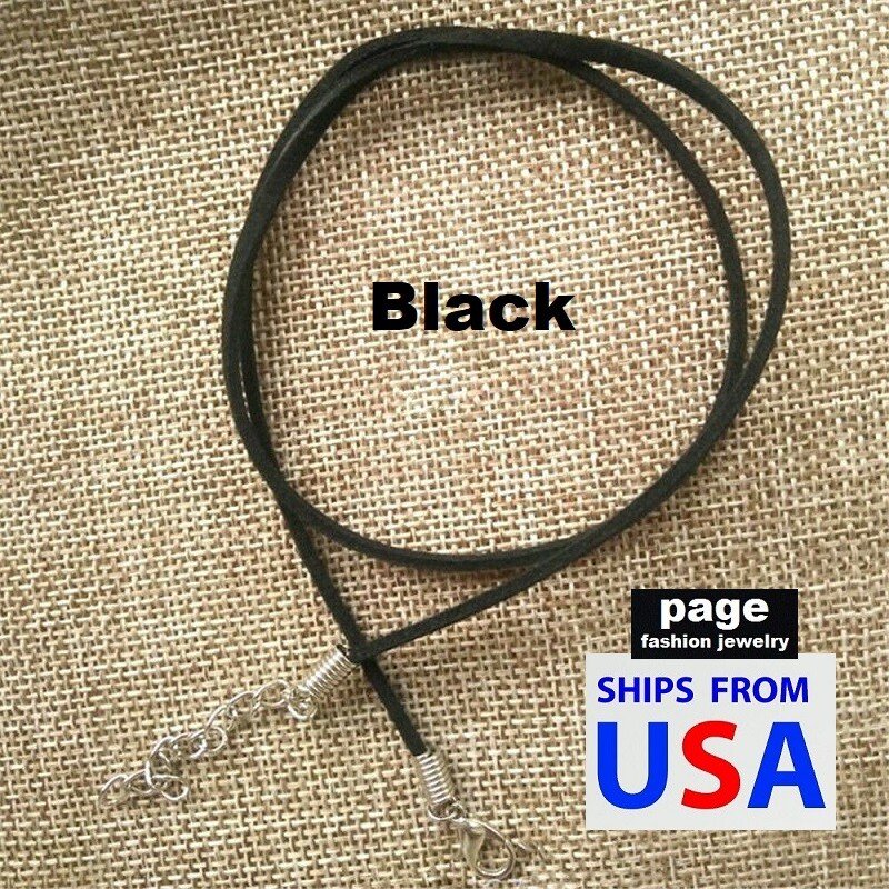 Suede Leather 18″ 3mm Necklace Cord For Your Pendant Black/Brown / Lobster Clasp