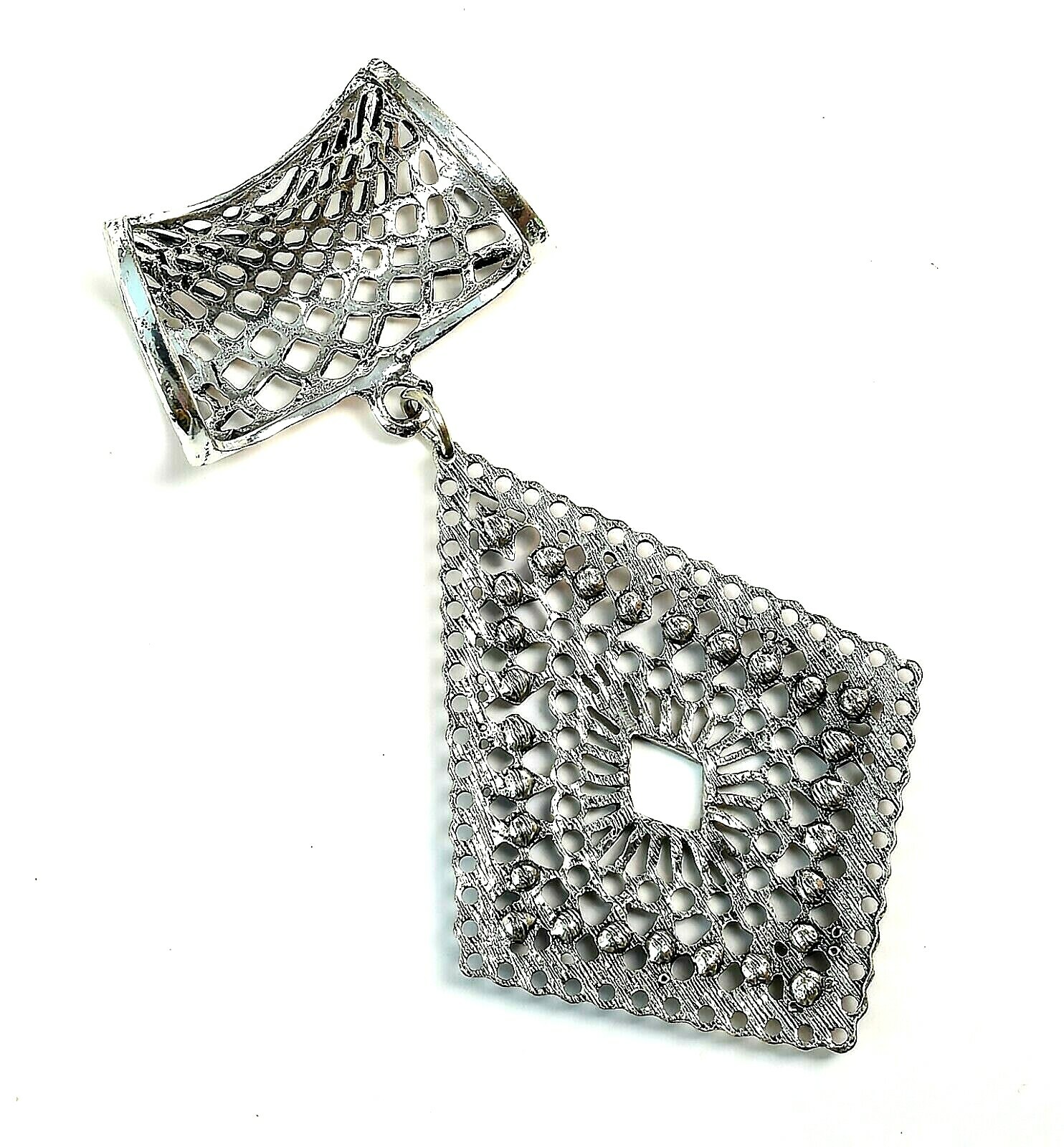 Scarf Jewelry Pendant Silver Multi Color Rhinestones