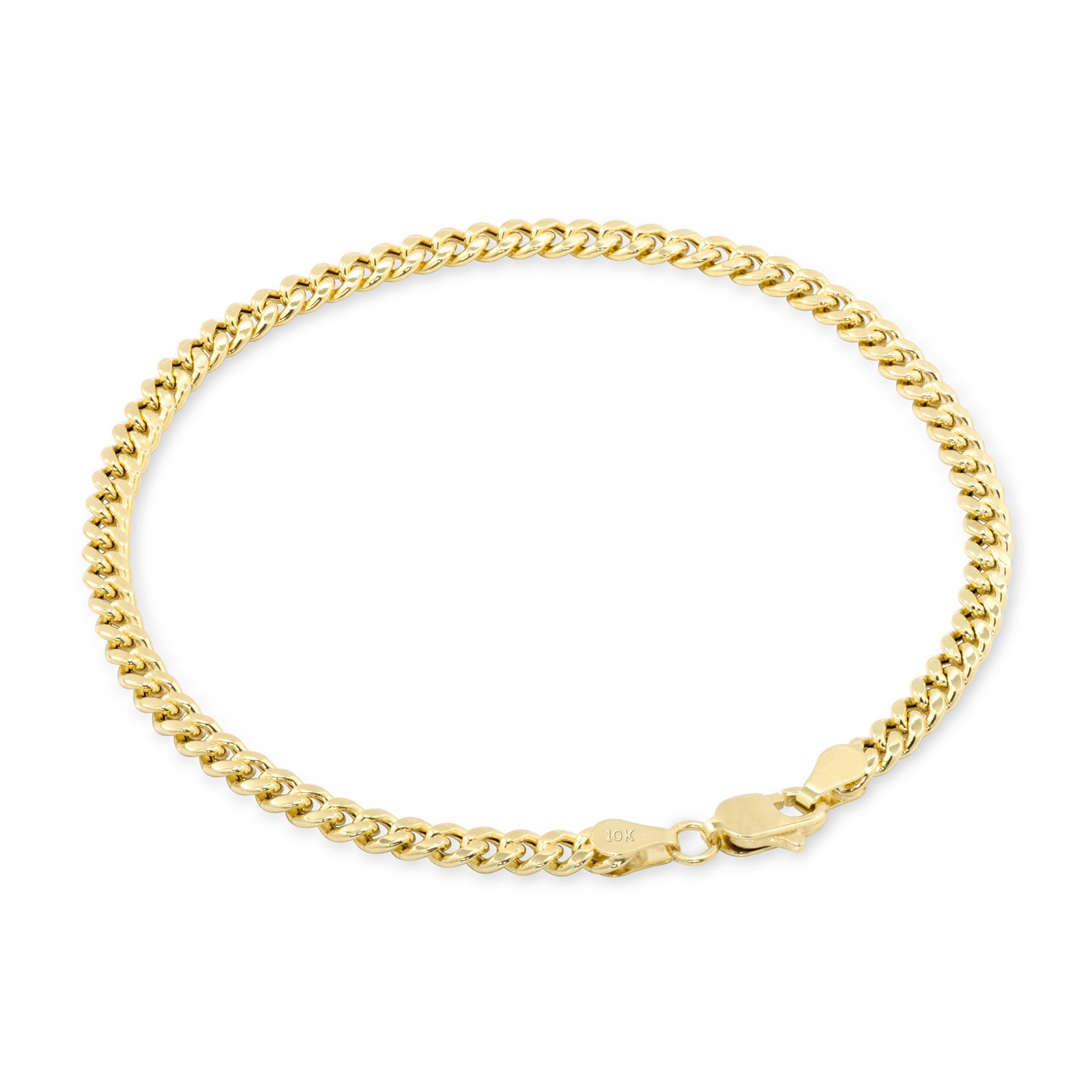 10K Yellow Gold 4mm Real Miami Cuban Link Chain Mens Bracelet Italian Made 9″