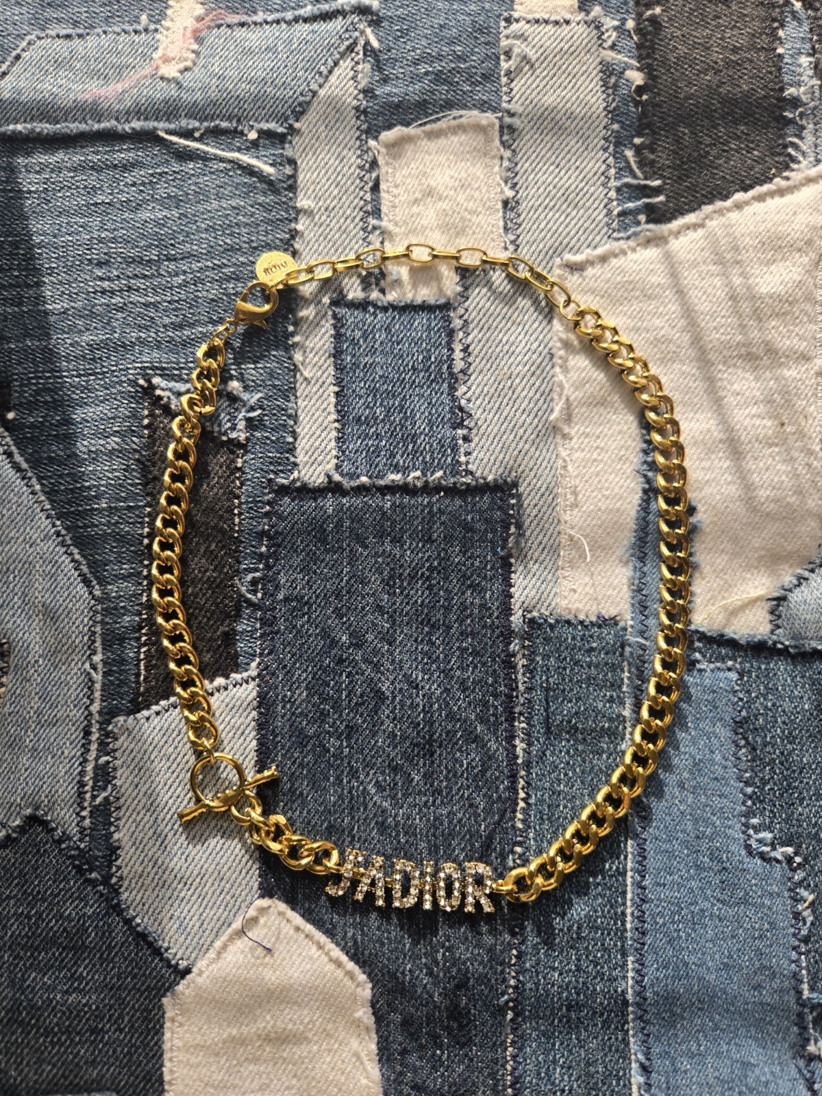 Gold Rhinestone Designer Necklace Charm