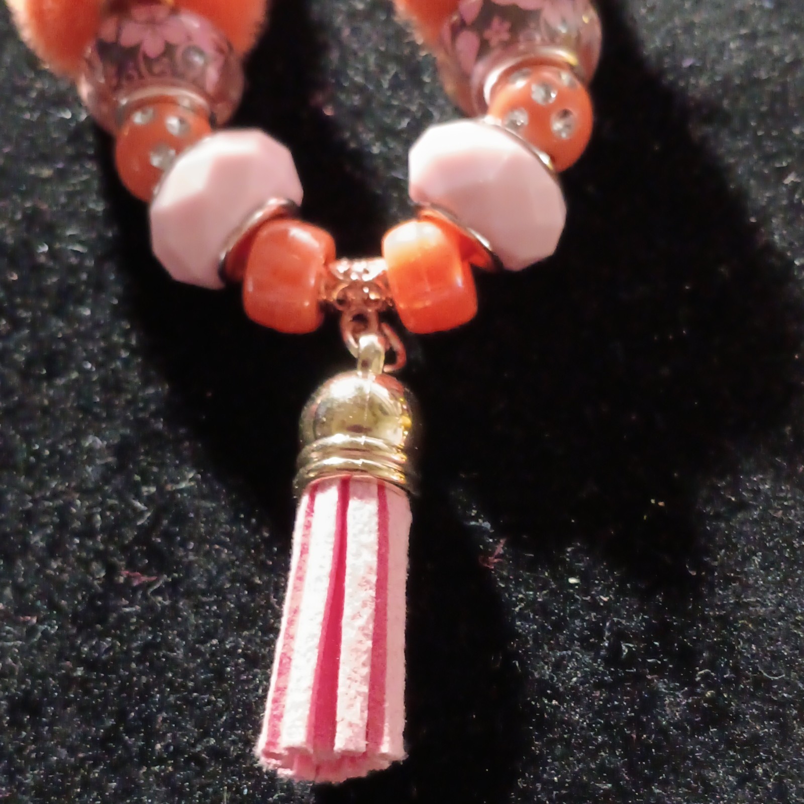 Handmade Beaded Cord Tassel Charm Necklaces Lot of 3 Boho Lobster Clasp