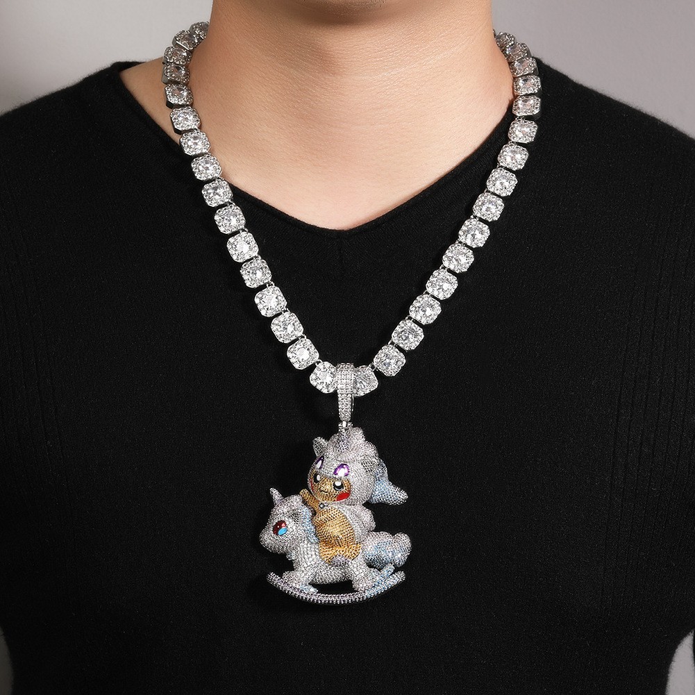 Hip Hop Cute Pendant Necklace 5A Zirconas 18K Gold Plated Women Men Jewelry Gift