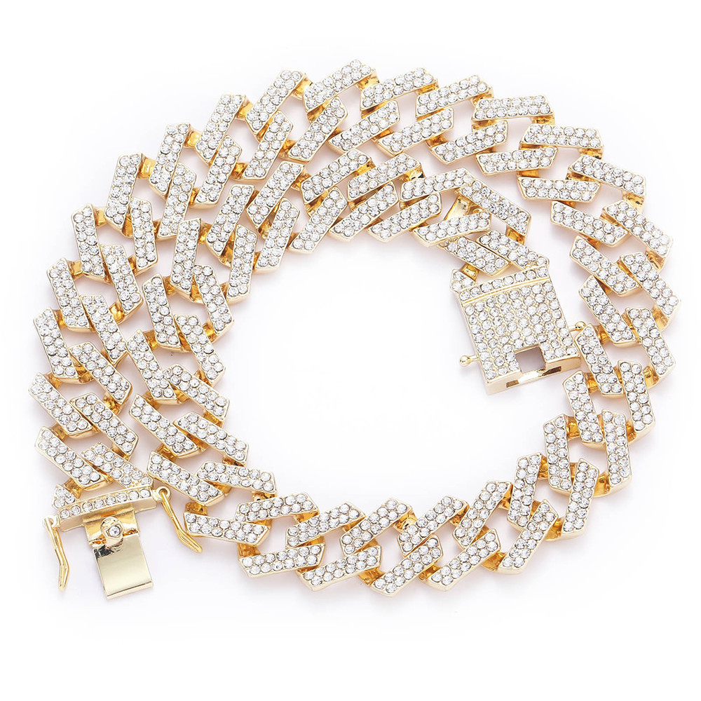 19mm Miami Iced Out Cuban Link Curb Chain Gold & Silver Necklace; Men Women Gift