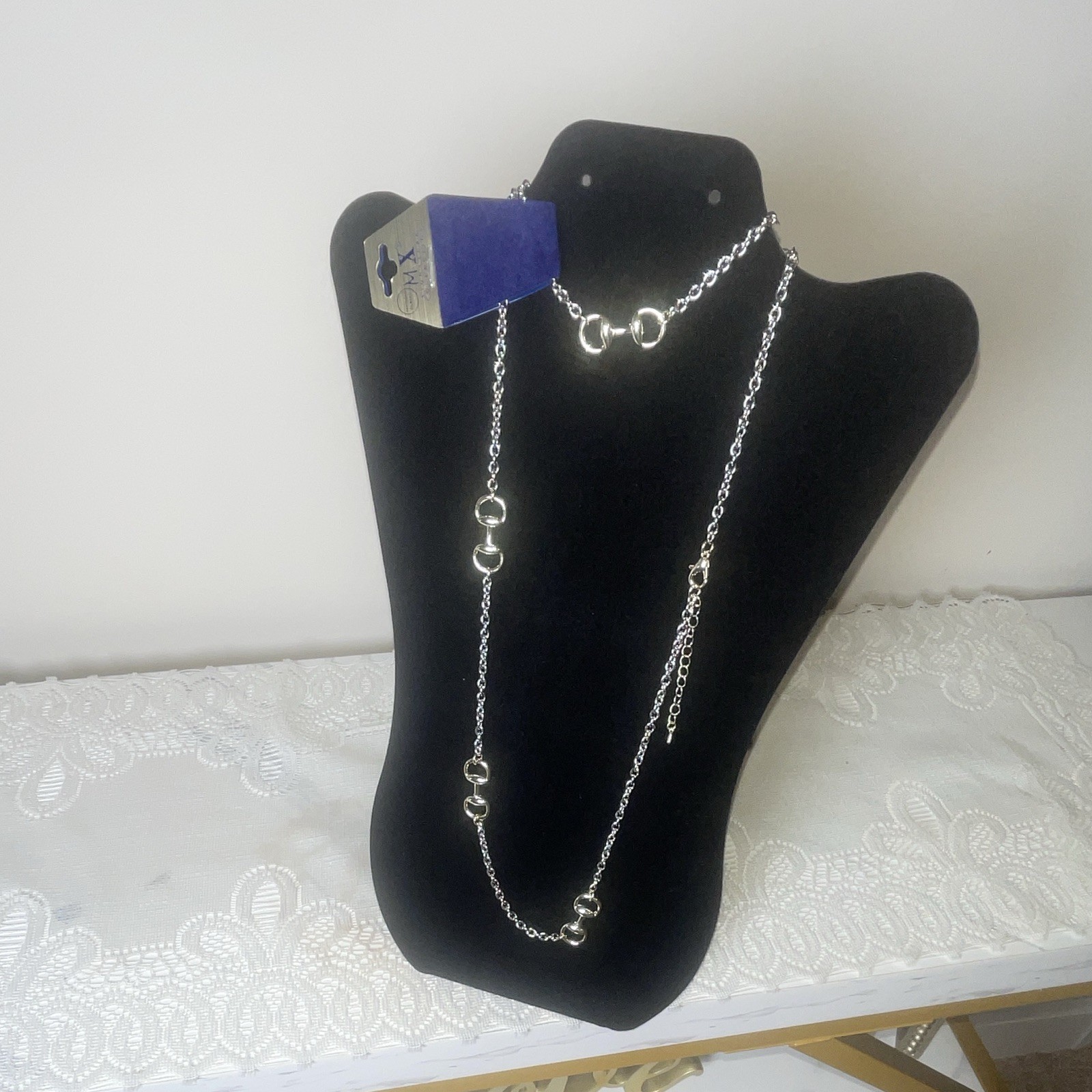 Silver Plated and gold plated Station Chain Necklace Adjustable M X collection
