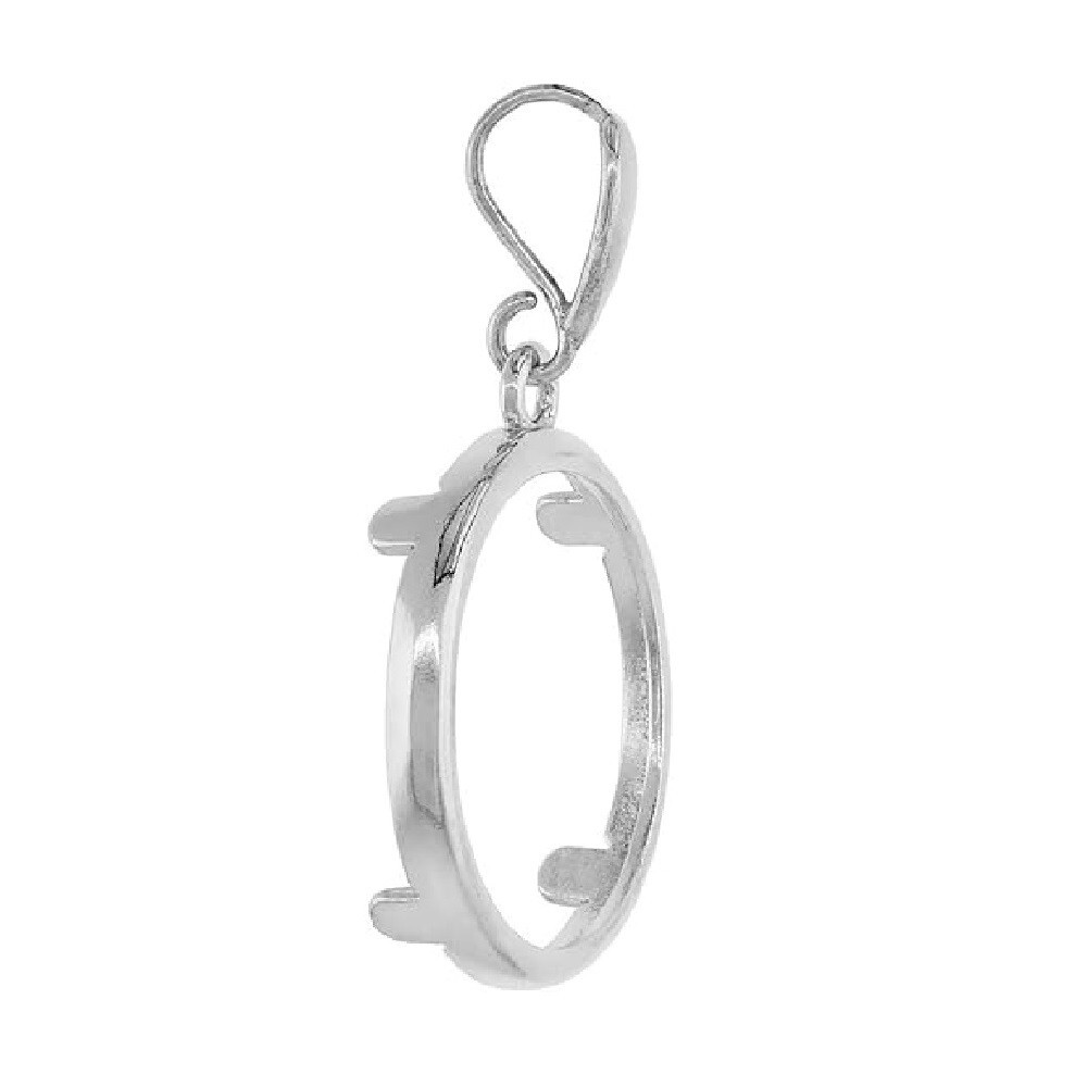 19 mm Sterling Silver Round Edge 1 Cent Coin Prong Back Bezel Pendant, Box Chain