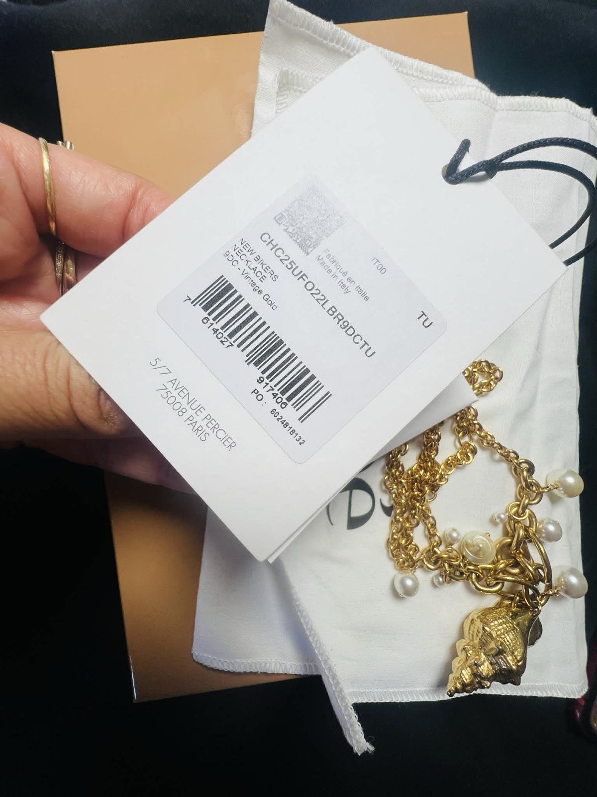 Chloe Shell pearl charm Gold Stone Designer Collection