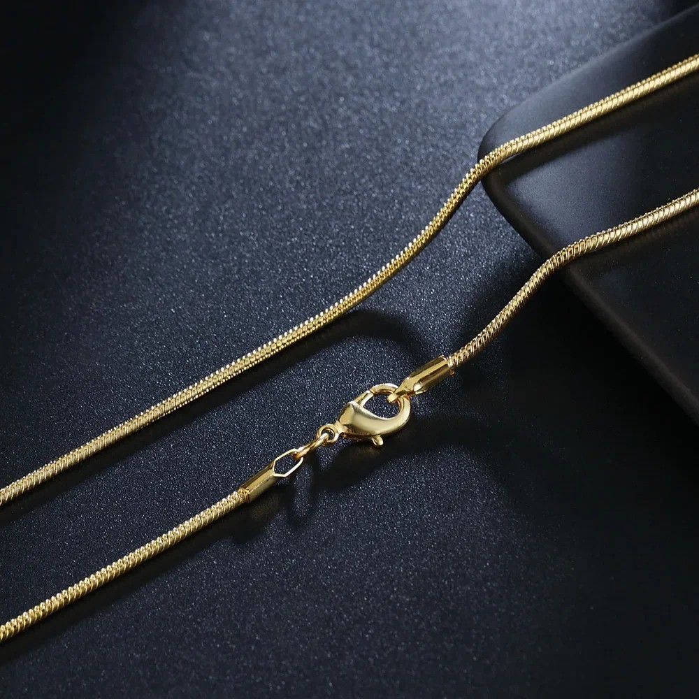 925 Sterling Silver Snake Chain Necklace 18K Gold Color 16-30 Inch Unisex – USA