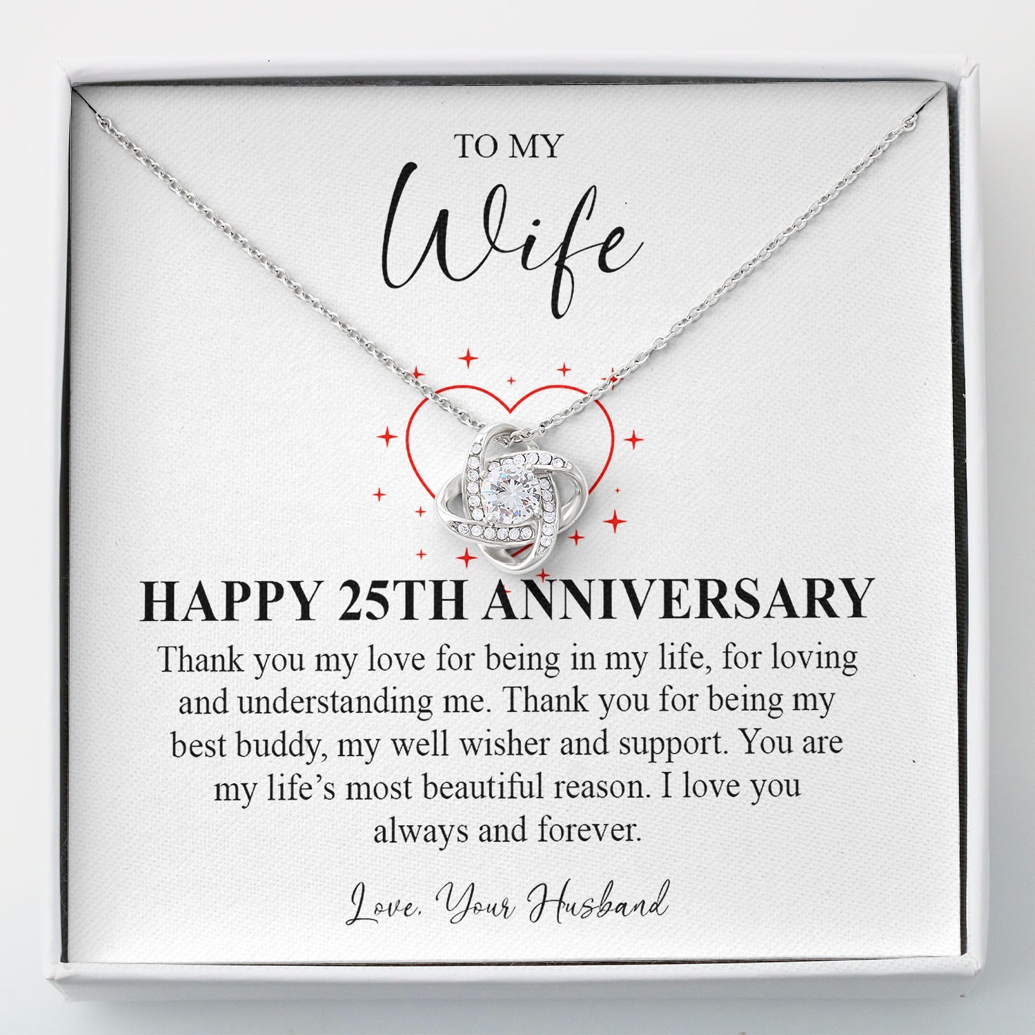 25th Anniversary Necklace Gift for Wife 25 Year Wedding Jewelry