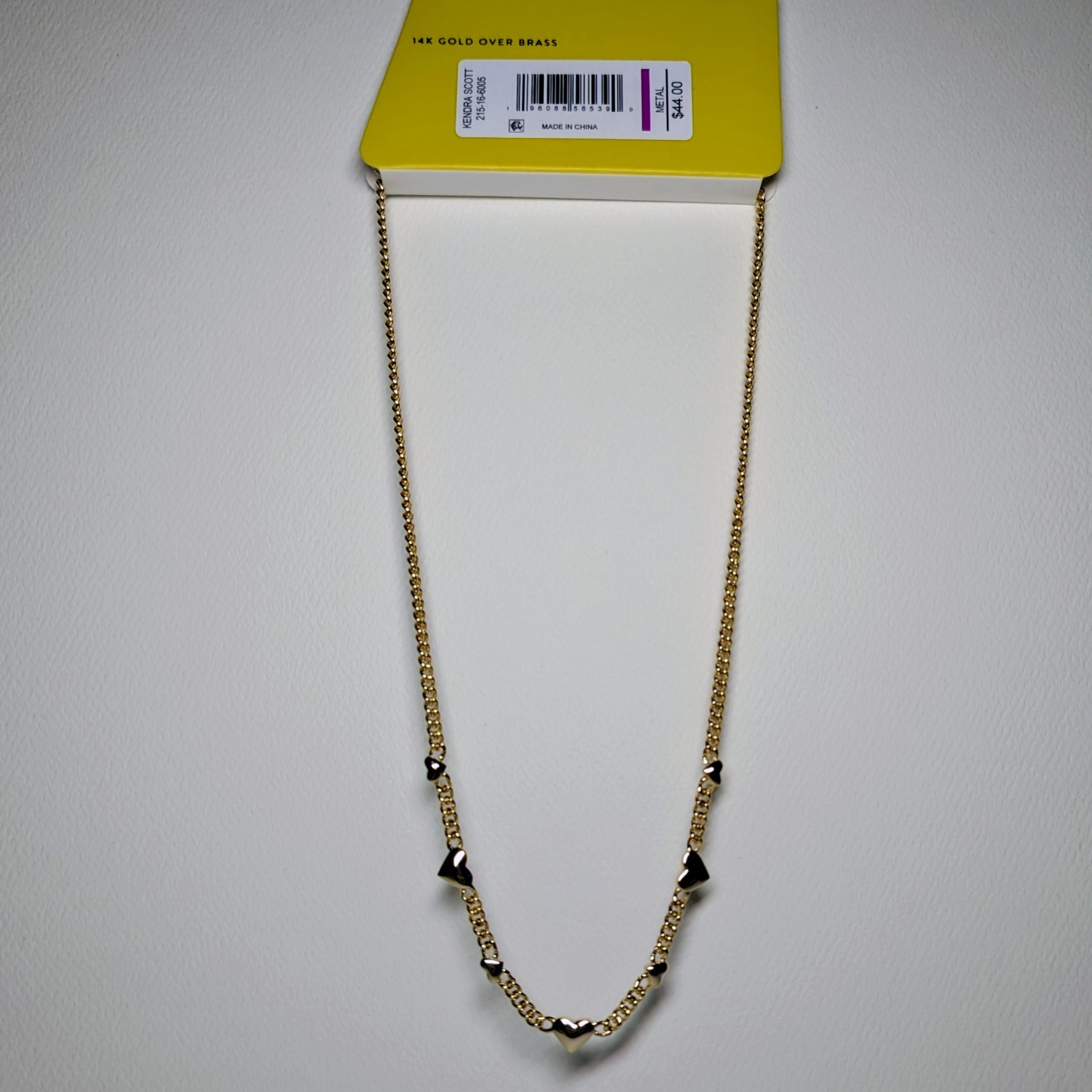 Kendra Scott Aria Gold Chain Necklace with Hearts and White CZs