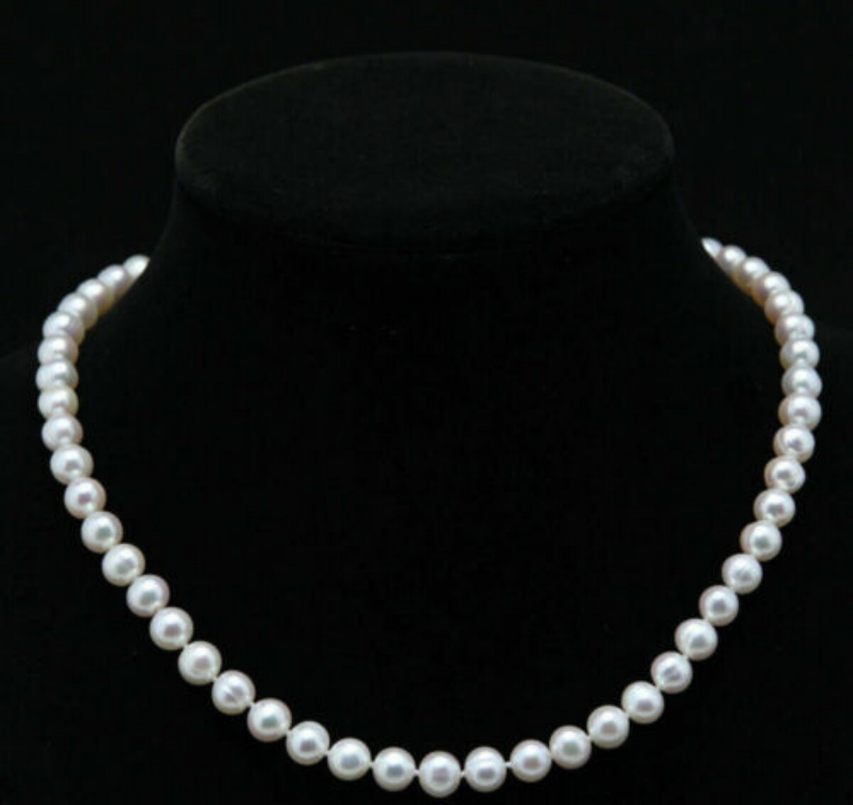 Genuine 7-8mm Natural White Cultured Freshwater Pearl Necklace 18″
