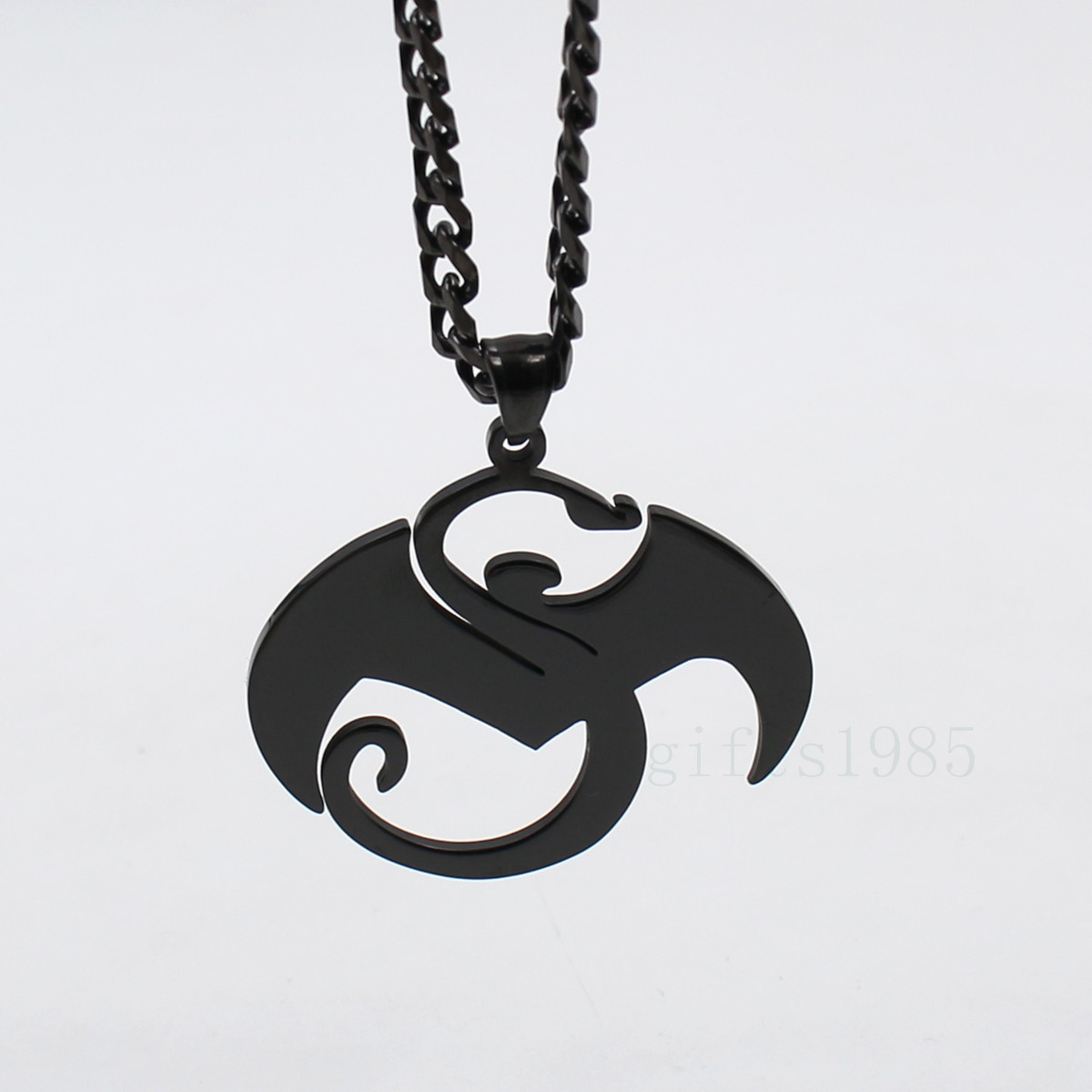 NEW Black Large strange music charm S.steel pendant TECH N9NE curb necklace 24″