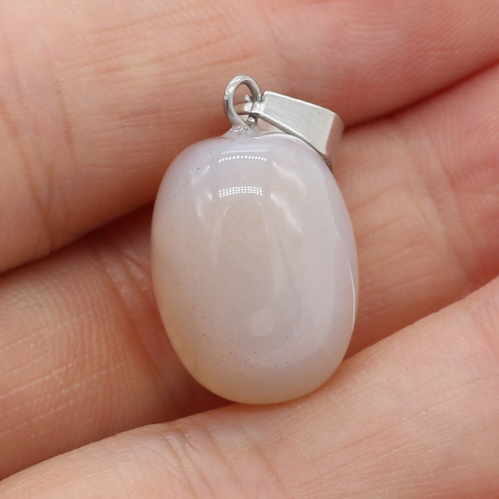 20 Pcs Natural Egg Shape Chakra Crystal Agate Stone Pendants for Jewelry Making