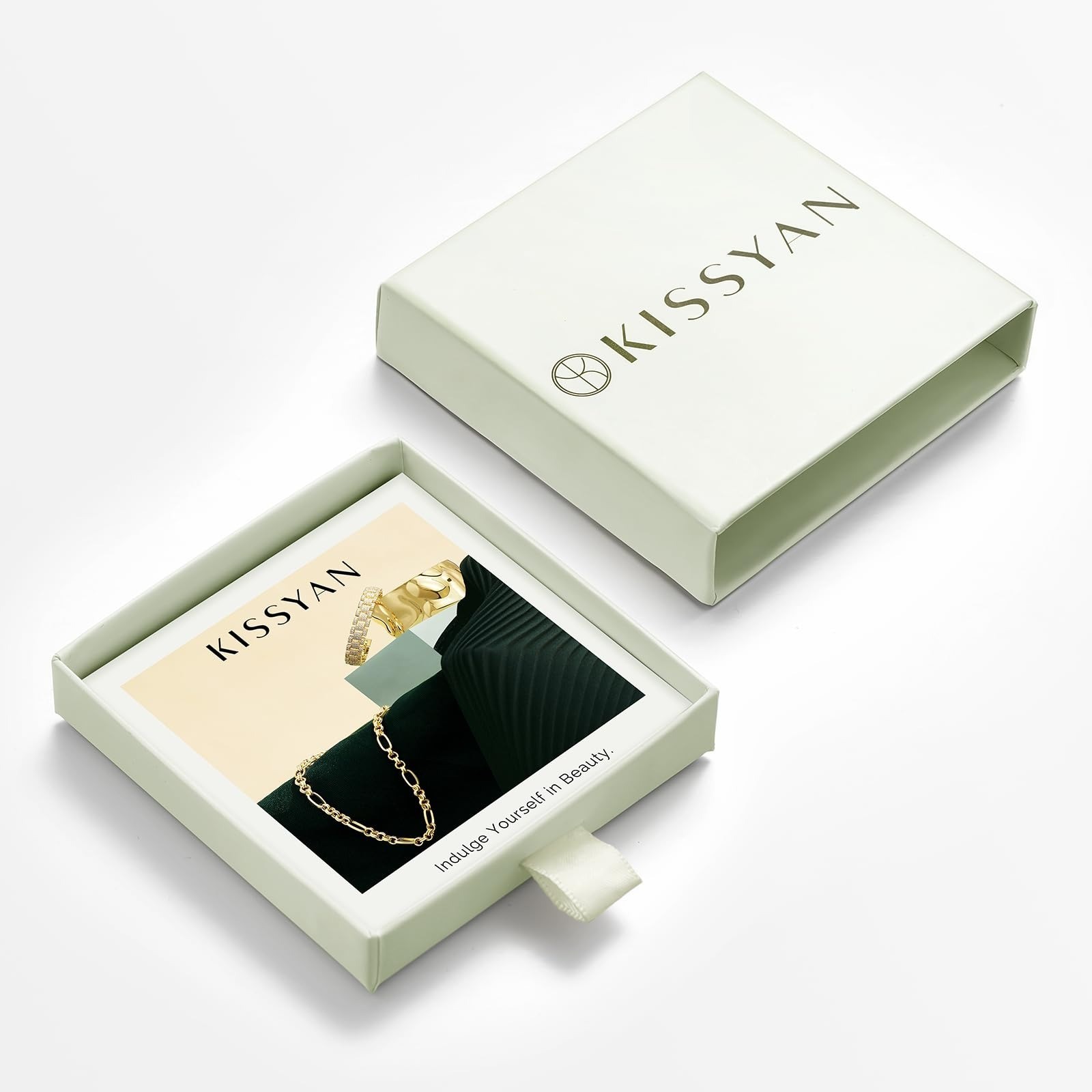 KissYan Initial Letter Pendant Necklace 14K Gold Plated Figaro Chain