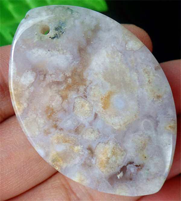 47x31x7mm Natural Cherry Blossom Agate Healing Marquise Pendant Bead ZL4977