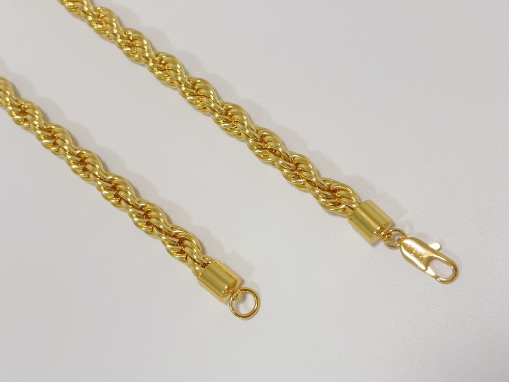 18K Yellow Gold 10mm Diamond Cut Rope Chain Necklace Mens Womens 24in 26in 28in
