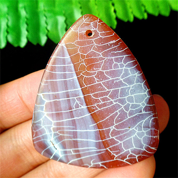 47x40x7mm Brown&White Dull Polish Dragon Veins Agate Triangle Pendant DY1614