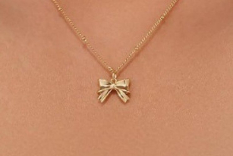 New exquisite 14K gold-plated fashion bow paperclip pendant necklace