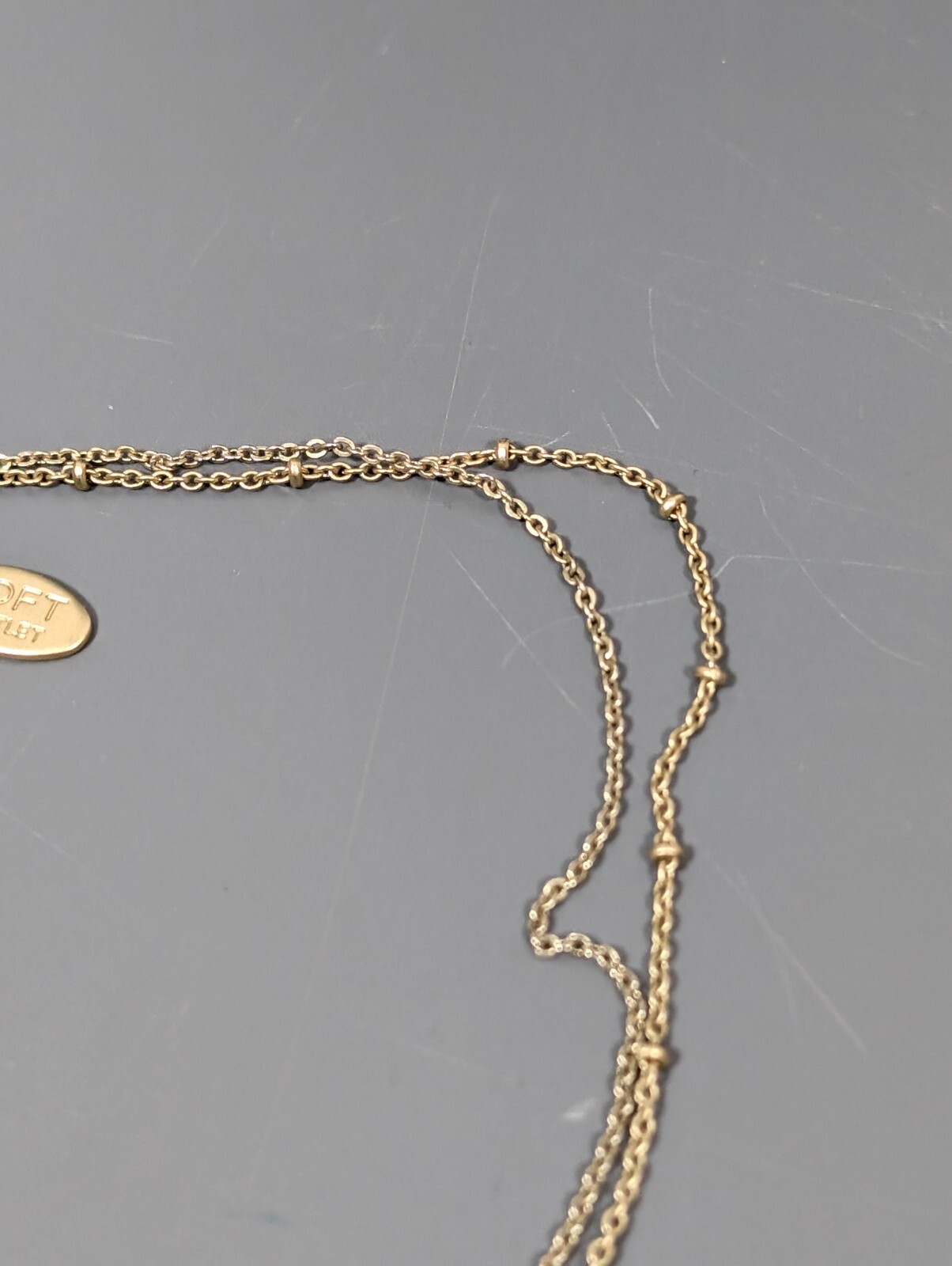 LOFT Yellow White Teardrop Layered Gold Tone Necklace Boho Coastal 15 in