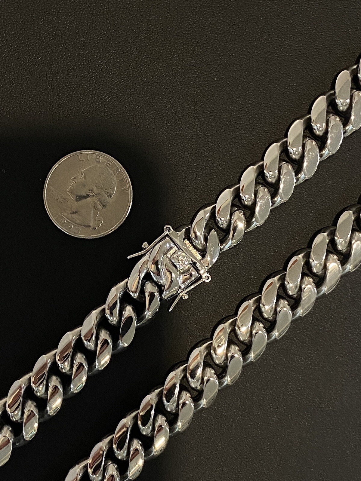14mm Mens Real Miami Cuban Link Choker White Gold Plated SS Real HipHop Necklace